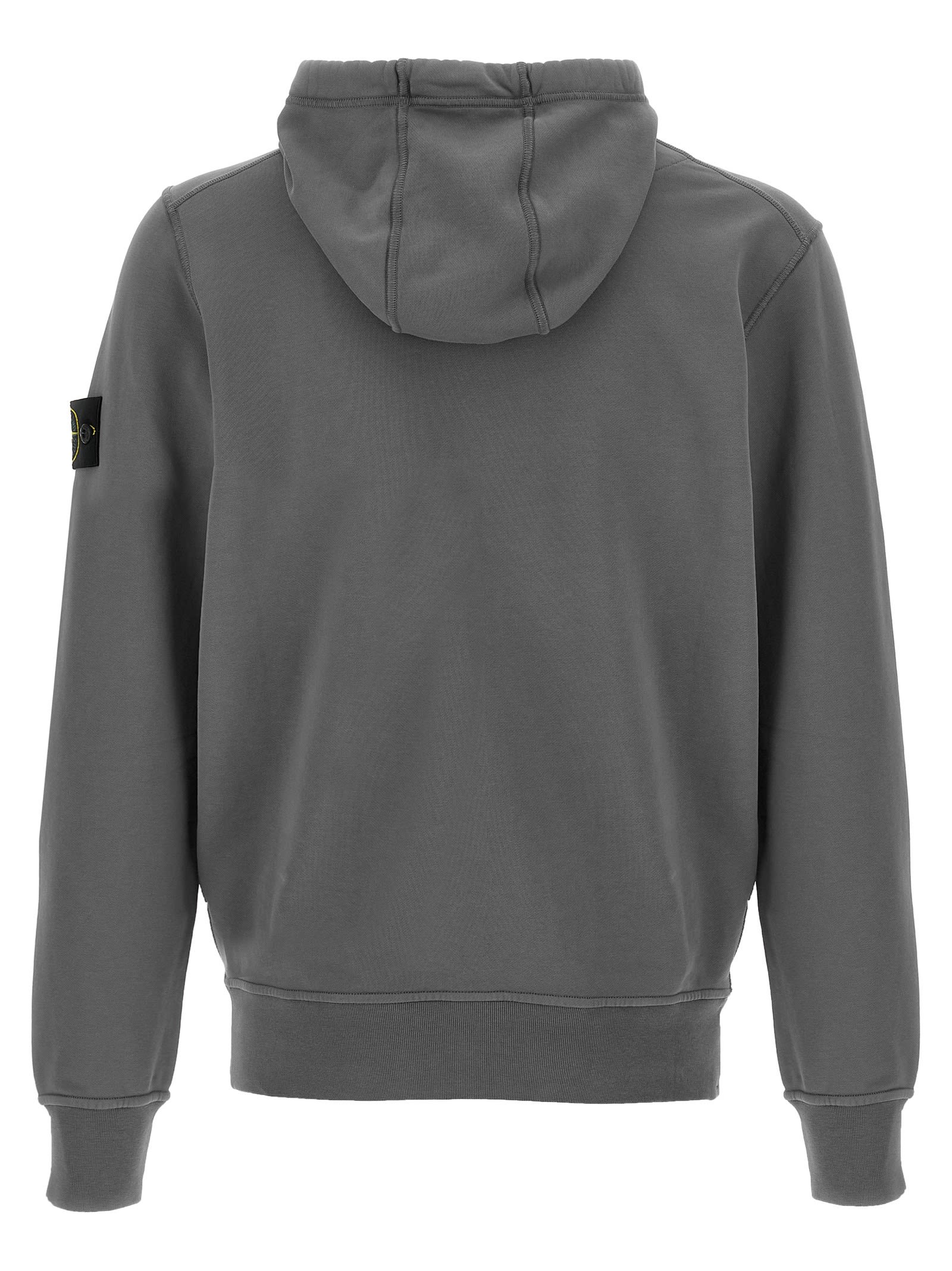 Stone Island Cotton Pullover With Hood And Pocket In Gray