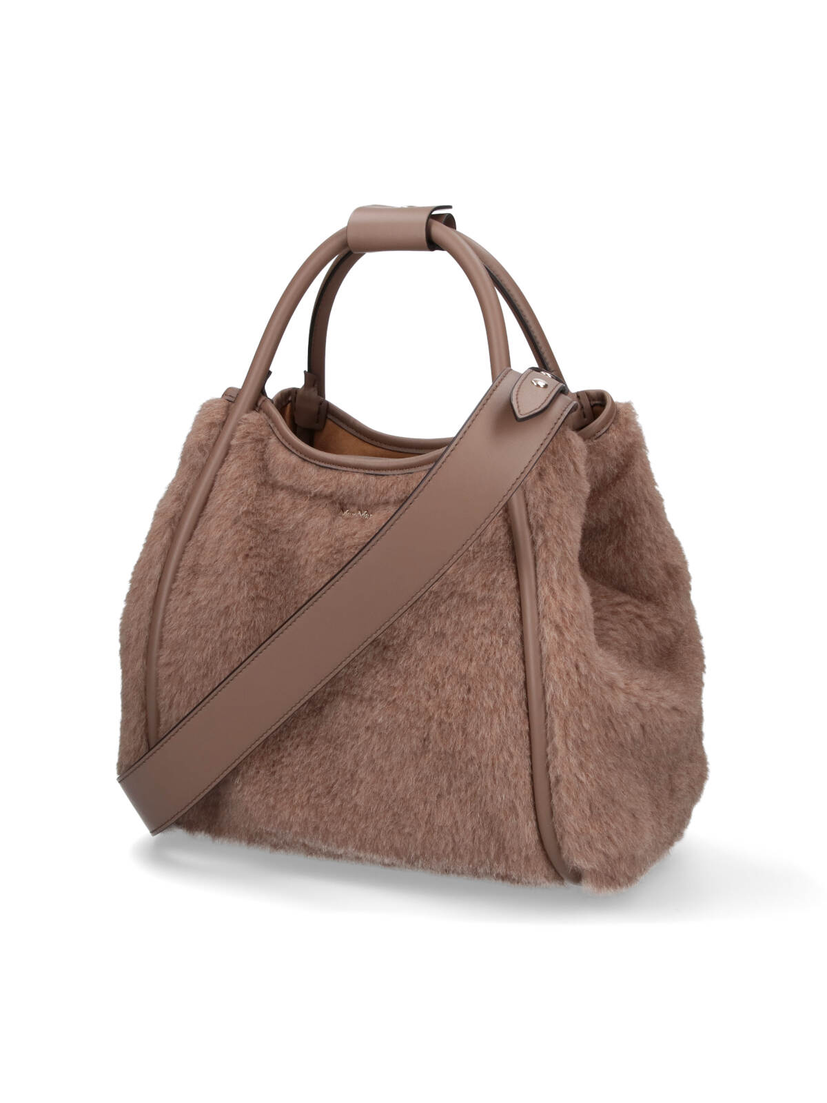 Max Mara Textured Shoulder Bag Detachable Strap In Brown