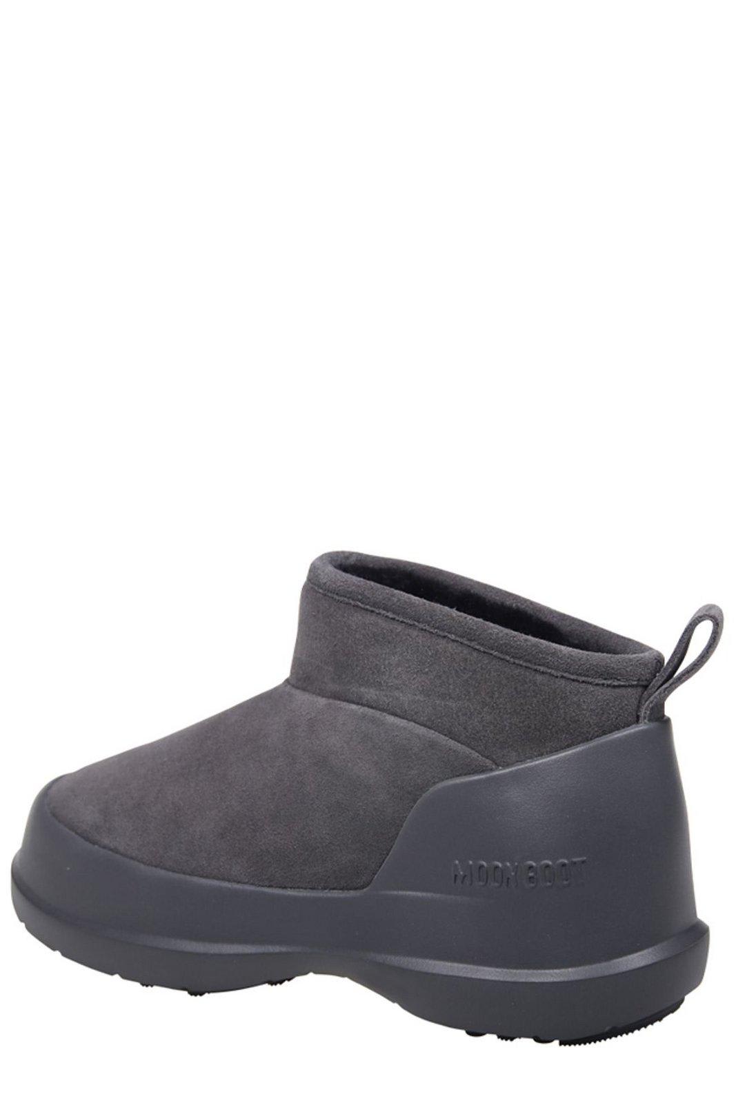 Shop Moon Boot Luna Logo Debossed Slip-on Boots In Grey