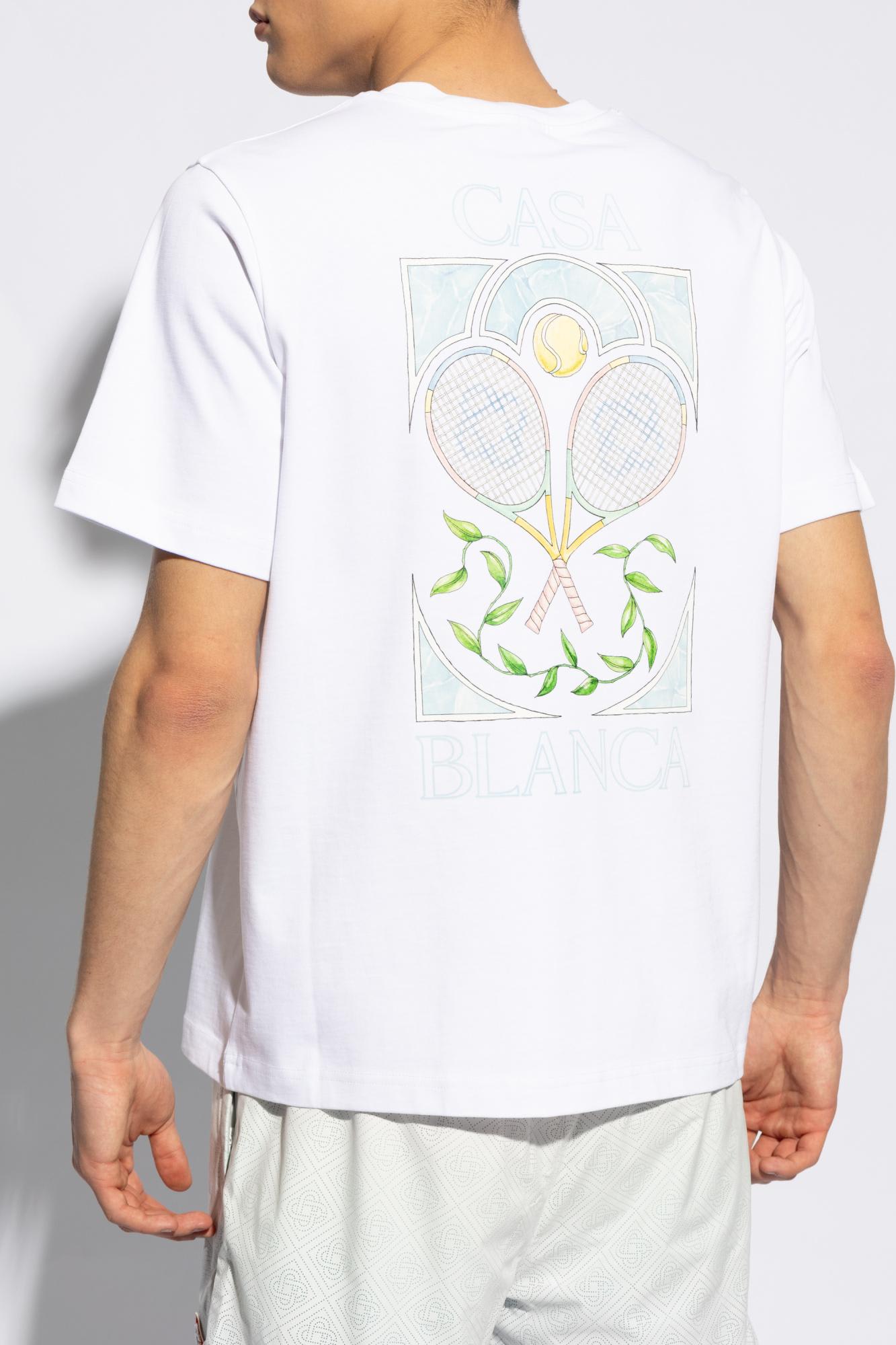 Shop Casablanca Printed T-shirt In Bianco