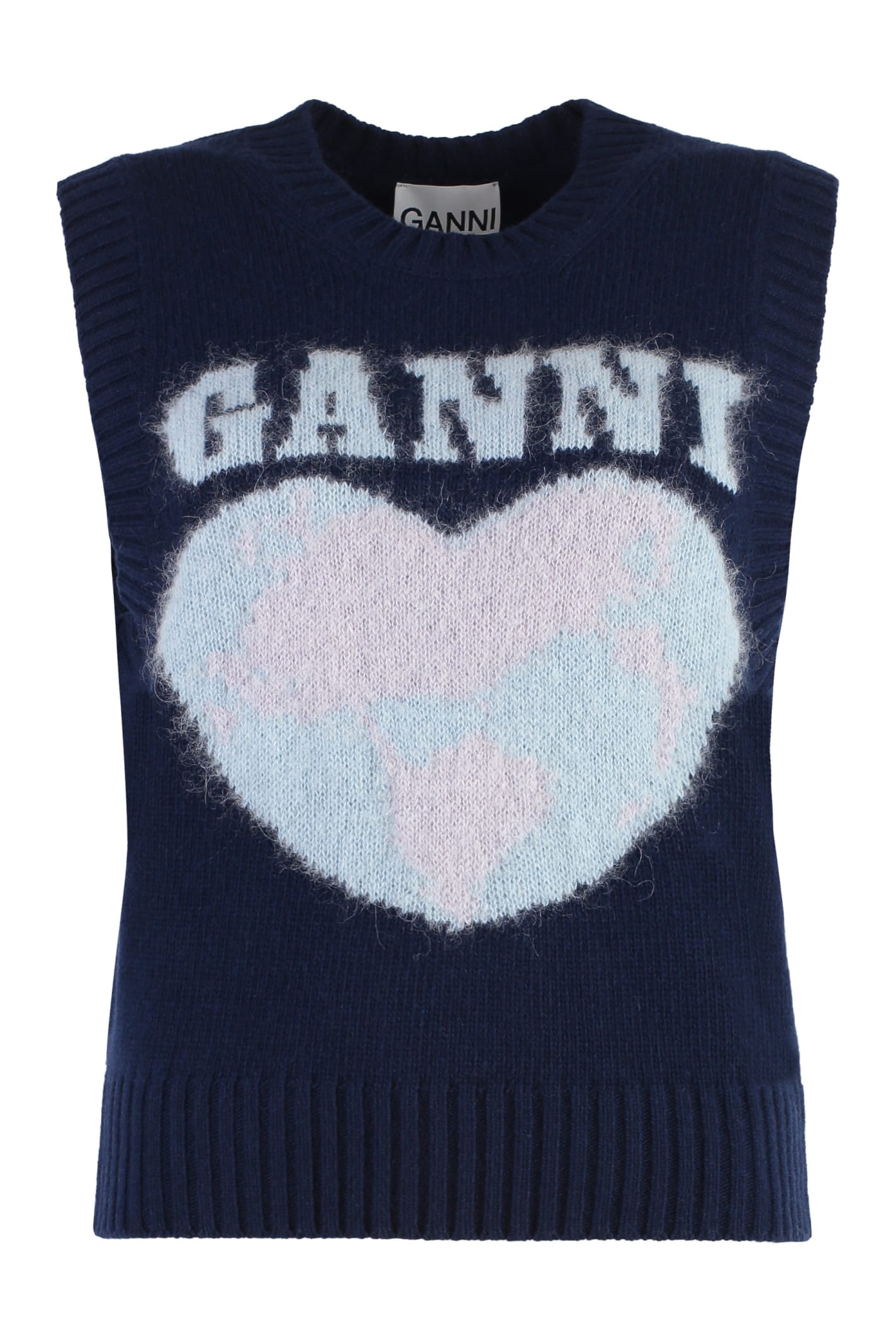 Shop Ganni Wool Vest In Blue