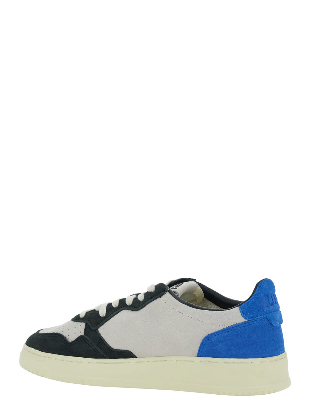 Autry Medalist Low Blue Sneakers With Contrasting Heel And Inserts In Suede Man