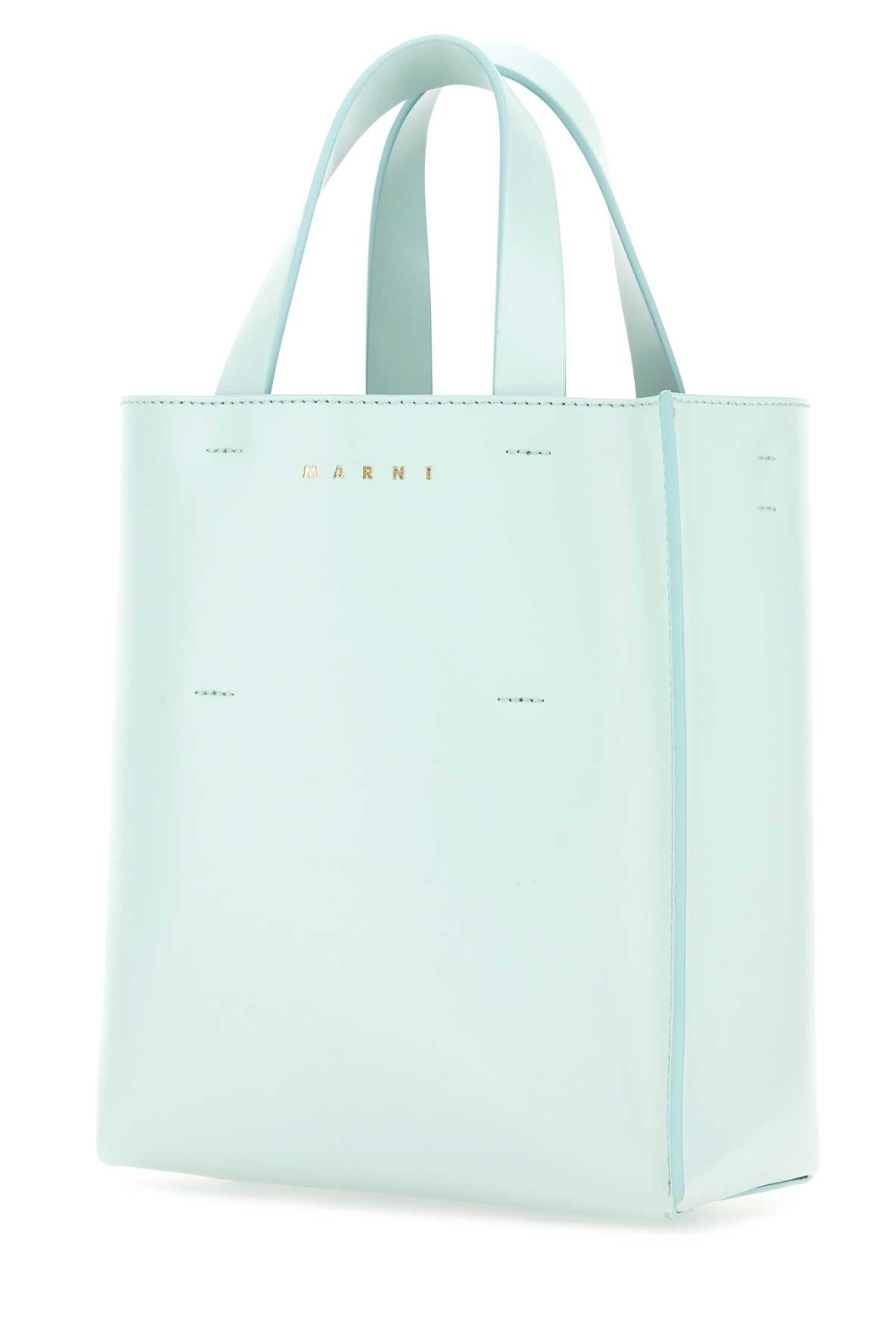 Shop Marni Light Blue Leather Mini Museo Handbag In Mineralice