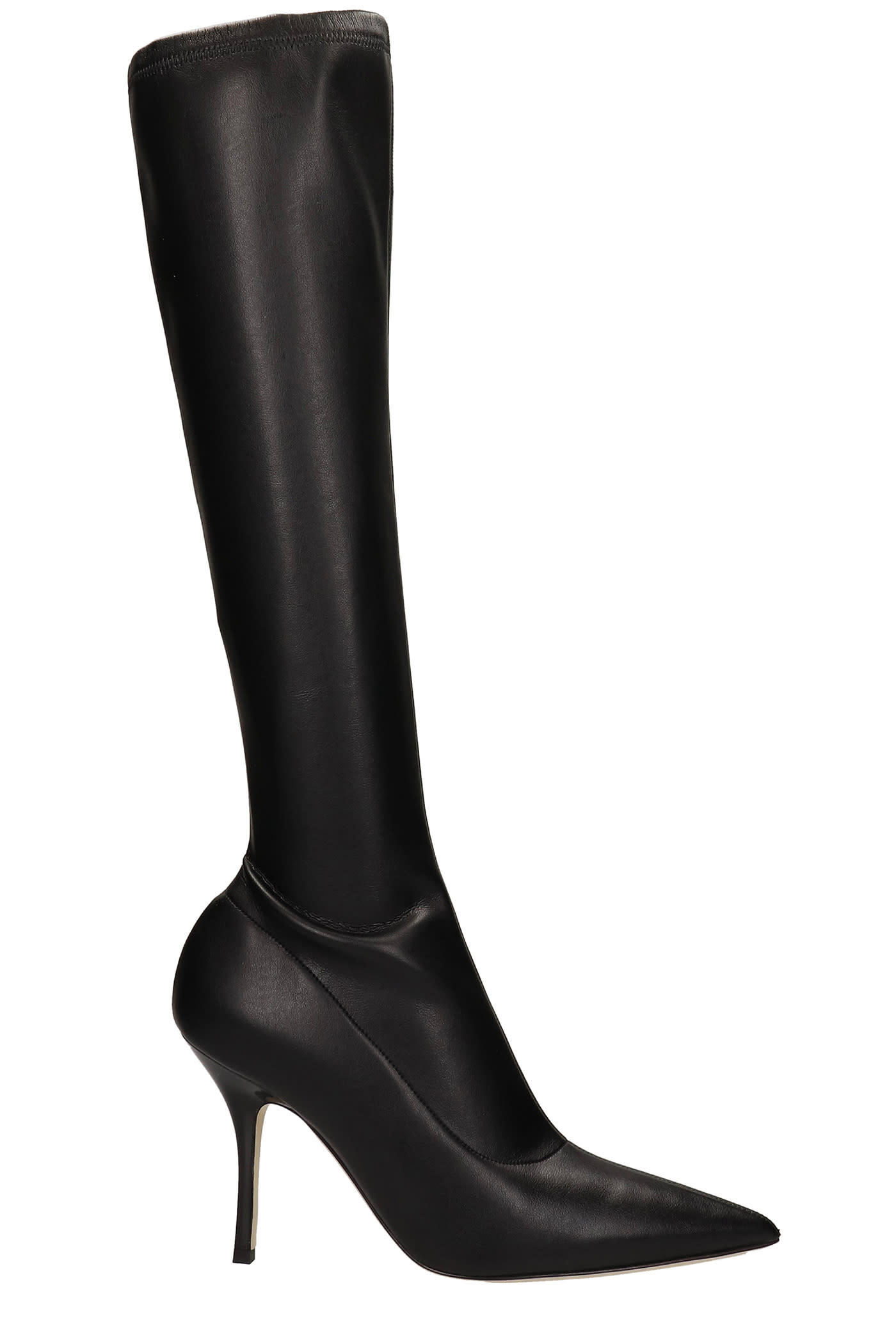 Paris Texas Mama High Heels Boots In Black Leather