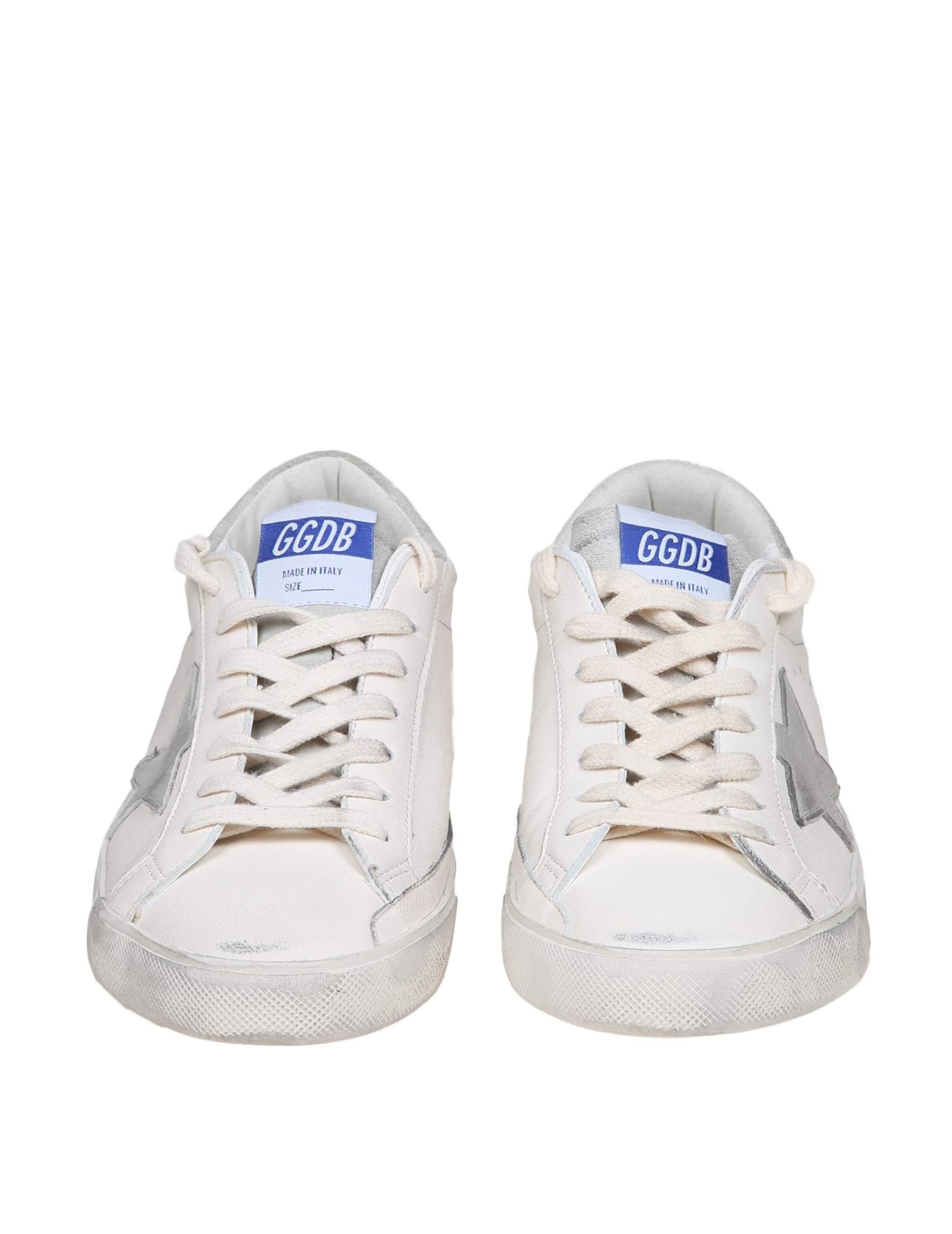 Shop Golden Goose Super Star In White/grey Leather In White/ice Grey