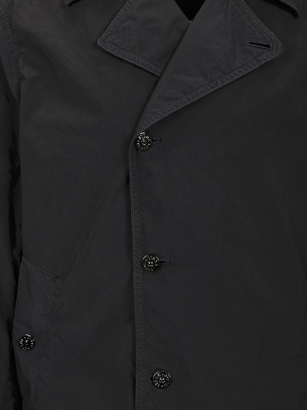 Stone Island Short Nylon Trench Coat Jackets Blue In Black