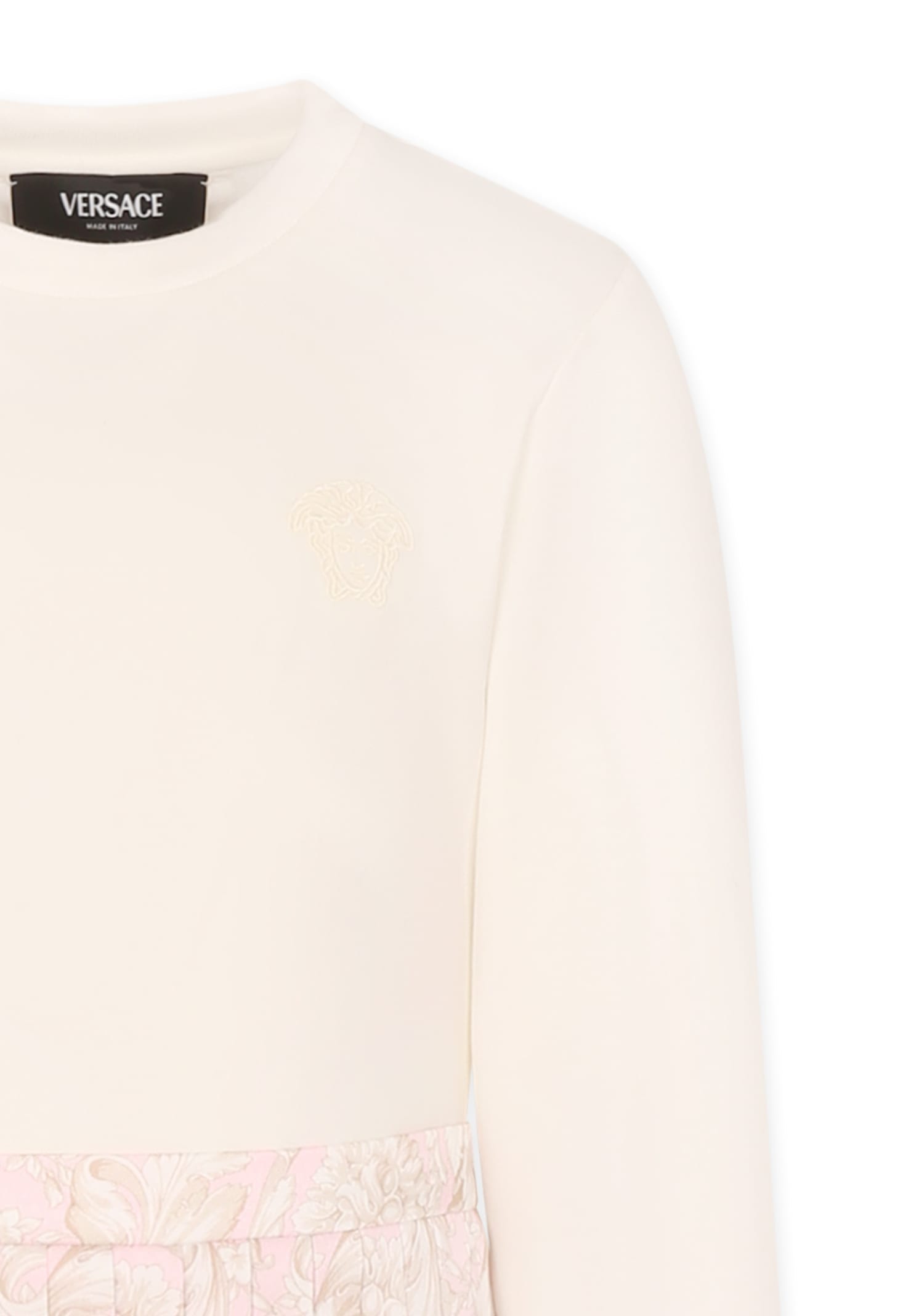 Versace White Dress For Girl With Medusa In White