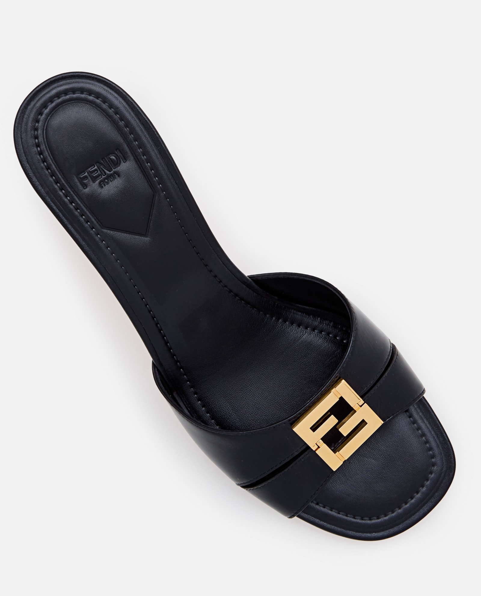 Shop Fendi Slide Patent Leather Heels In Nero