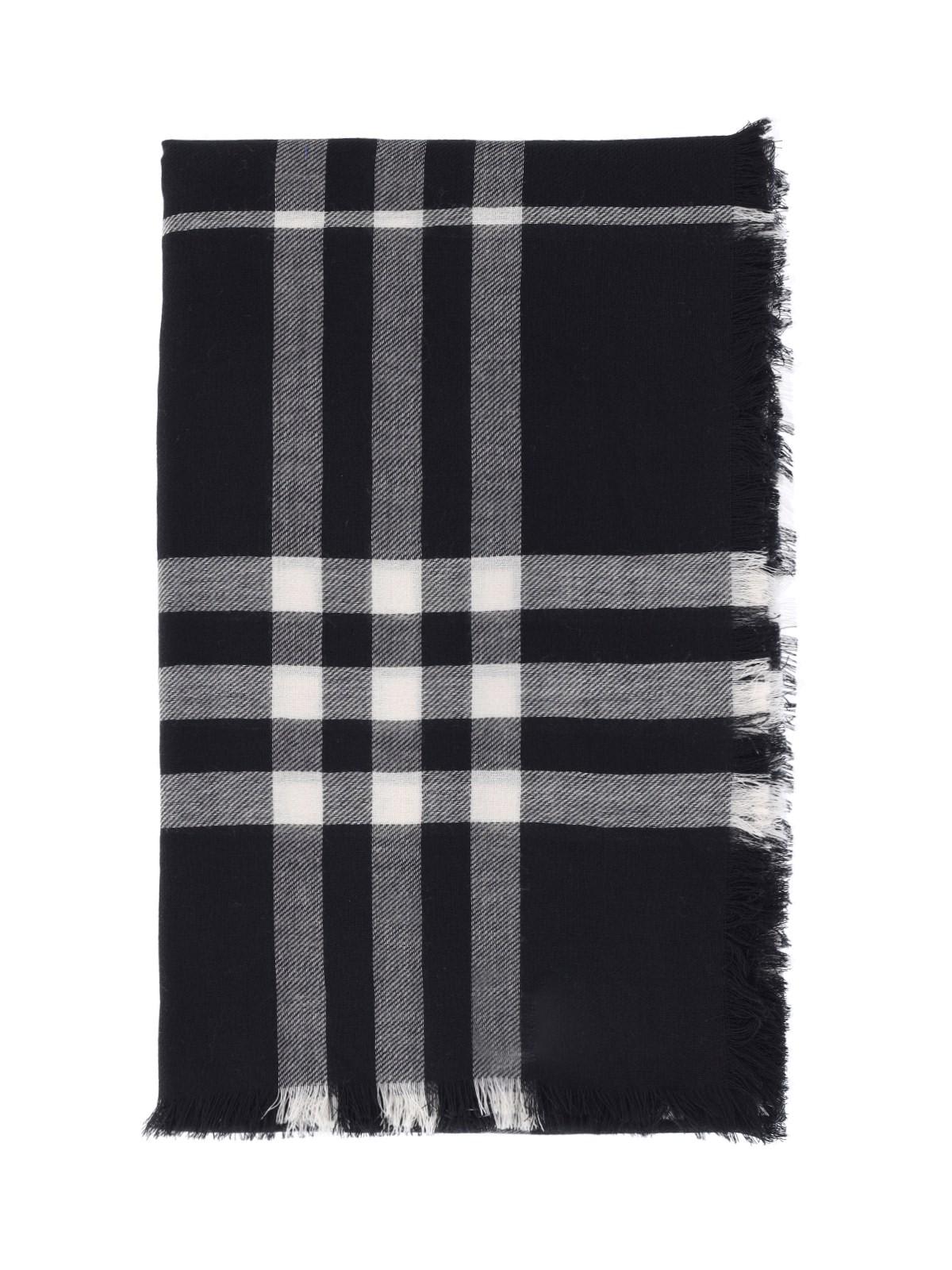 Shop Burberry Wool Scarf In Black