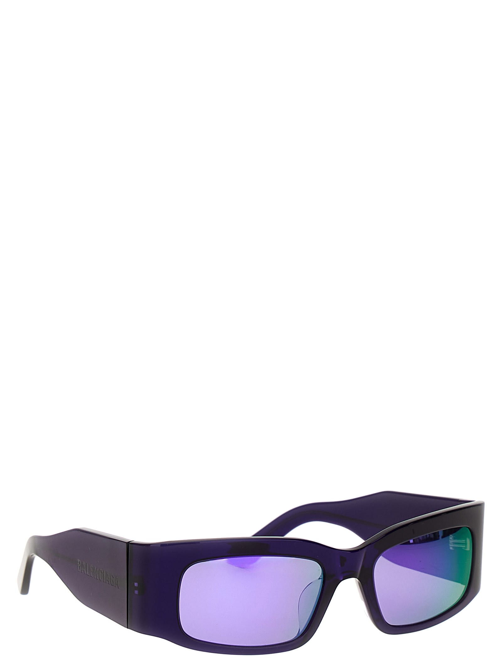 Shop Balenciaga Paper Rectangle Sunglasses In Purple