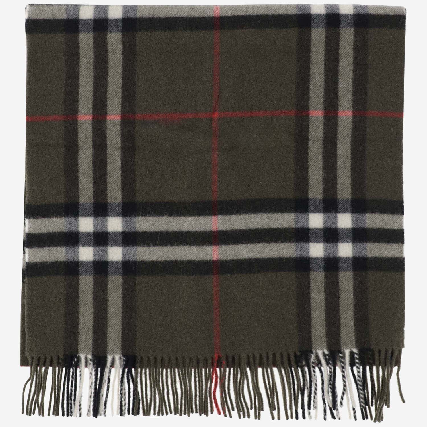 Shop Burberry Cashmere Scarf With Check Pattern In Red