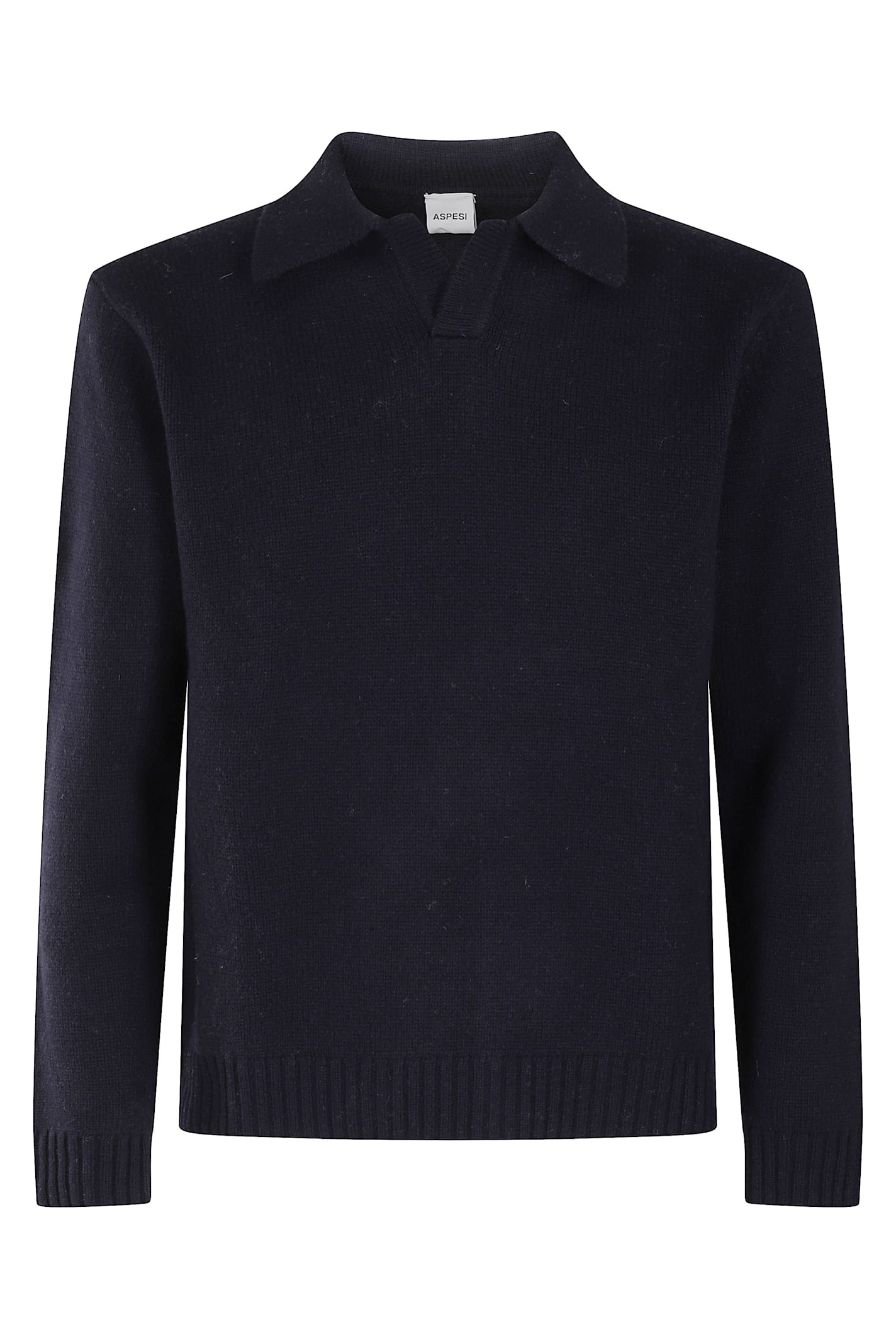 Aspesi Wool-blend Open Collar Sweater In Black
