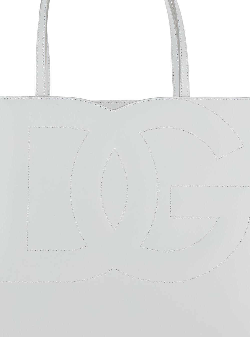 Shop Dolce & Gabbana Dg Logo White Medium Shopper In Leather Woman