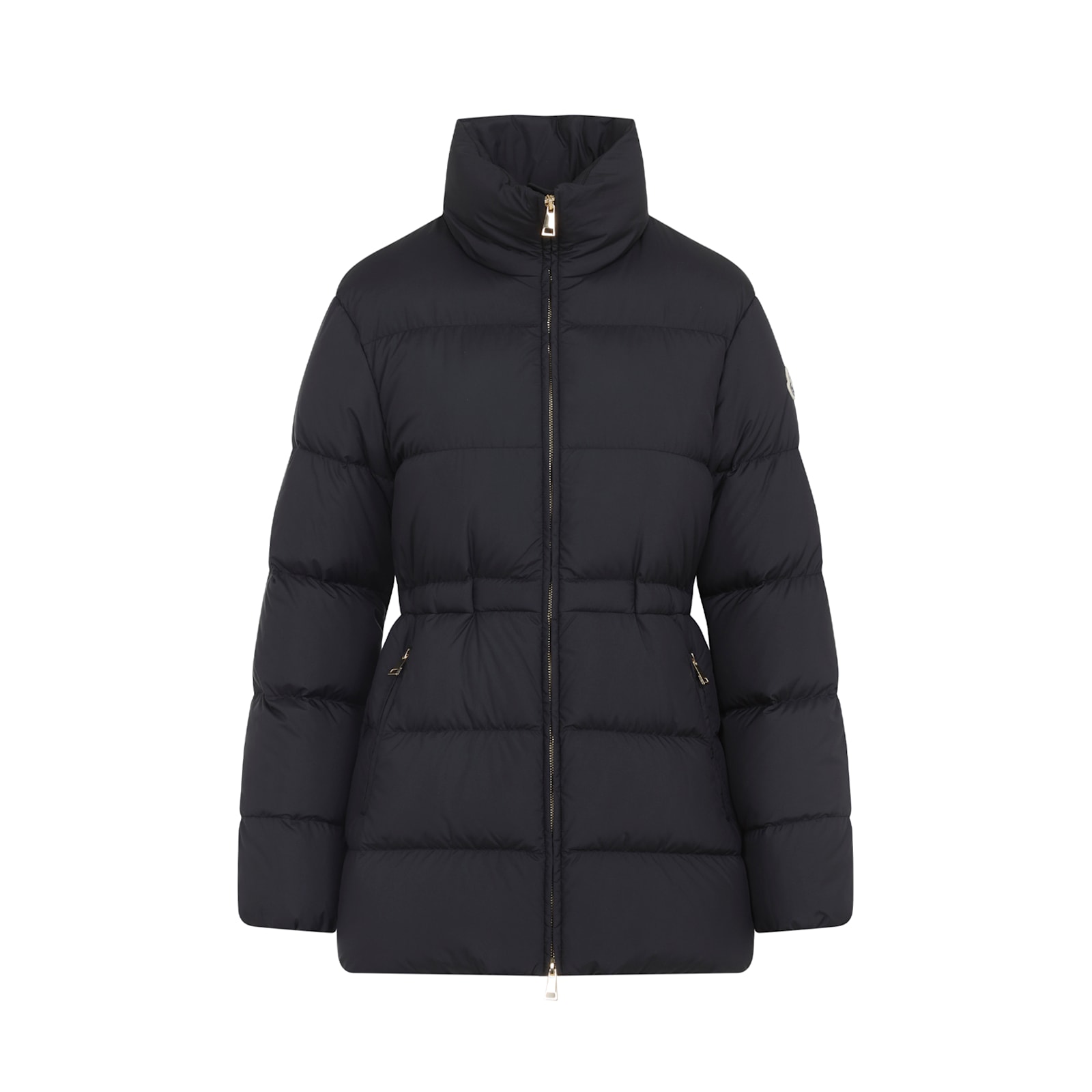 Moncler Quilted Jacket With High Collar And Pockets In Black