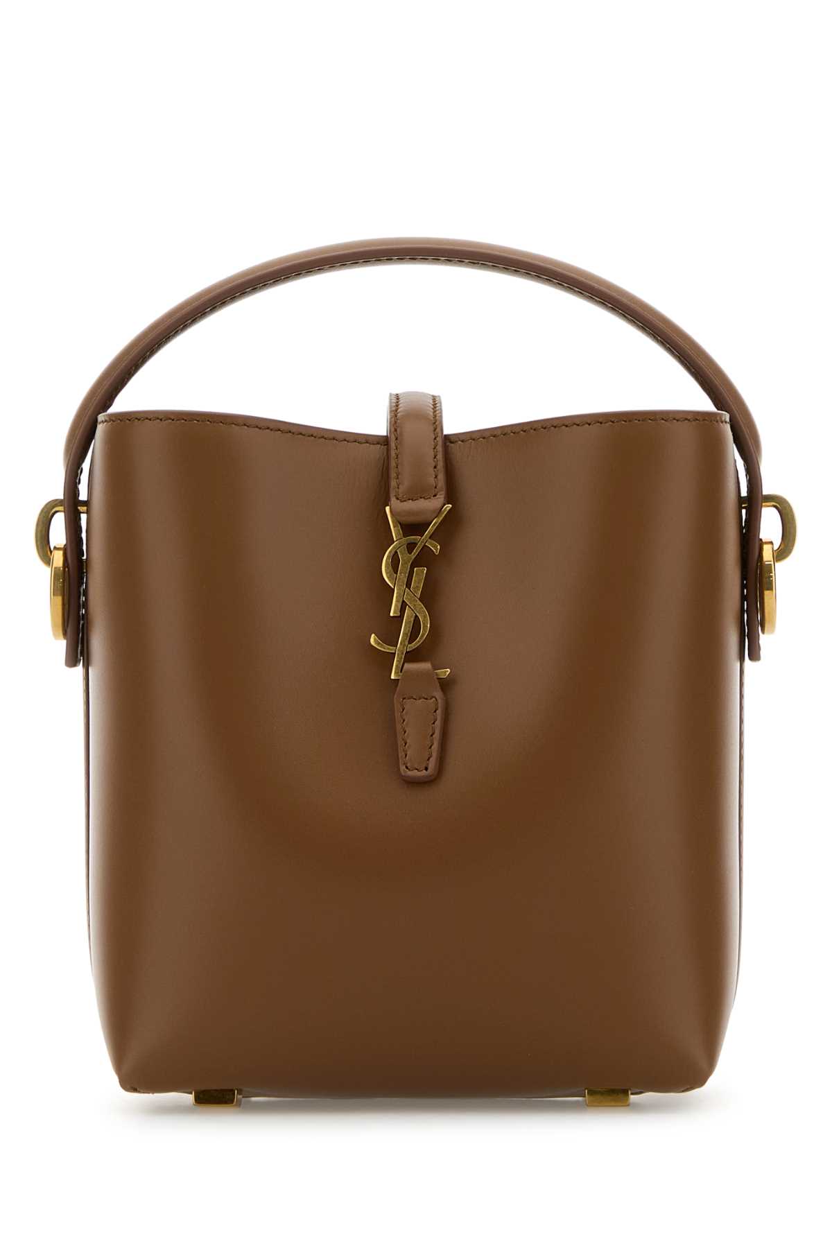 Saint Laurent Caramel Leather Mini Le 37 Bucket Bag In Fox