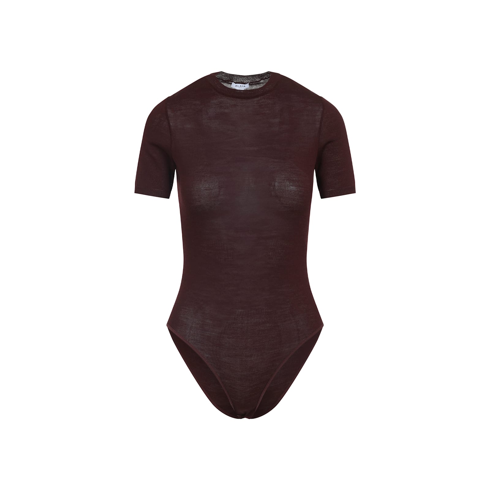 Alaïa Wool-blend Crewneck Bodysuit Top In Brown