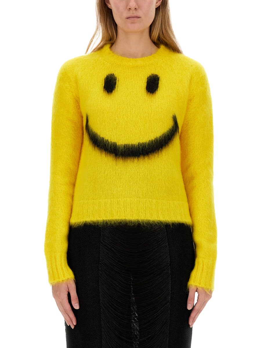 Shop Moschino Smile Shirt In Yellow