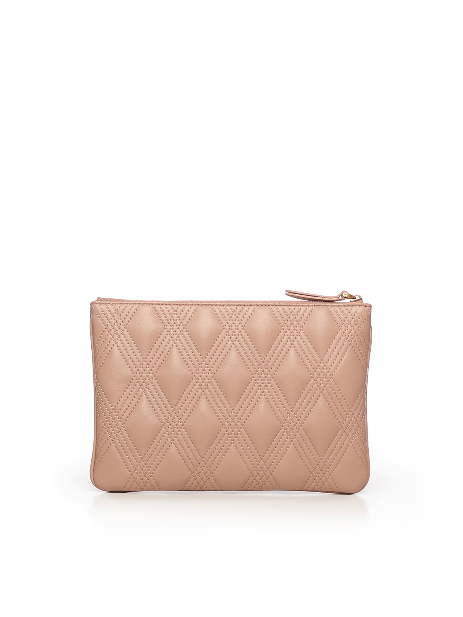 Valentino Quiltie 67 Pouch In Quilted Nappa Leather In Brown