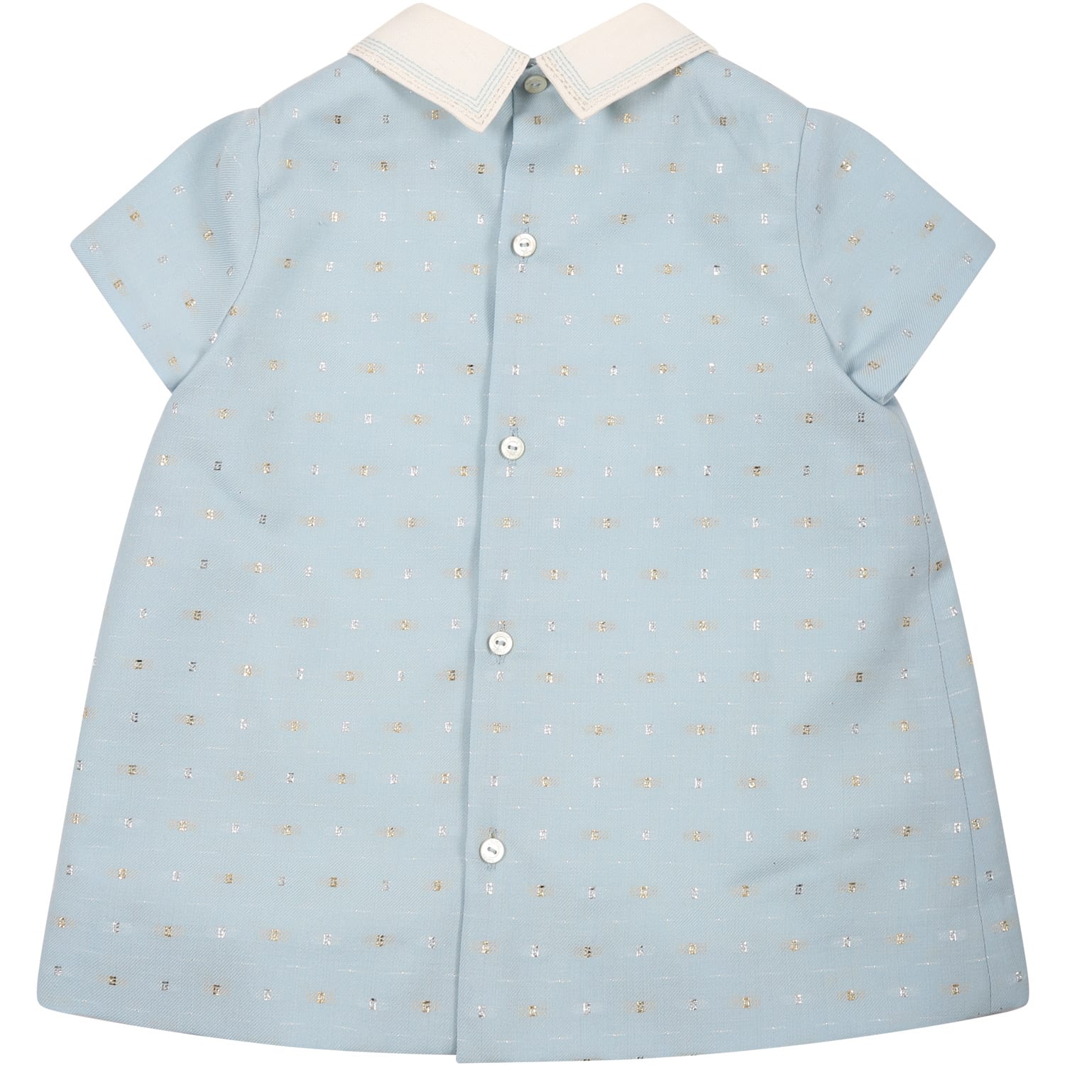 Shop Gucci Light Blue Dress For Baby Girl With Gg