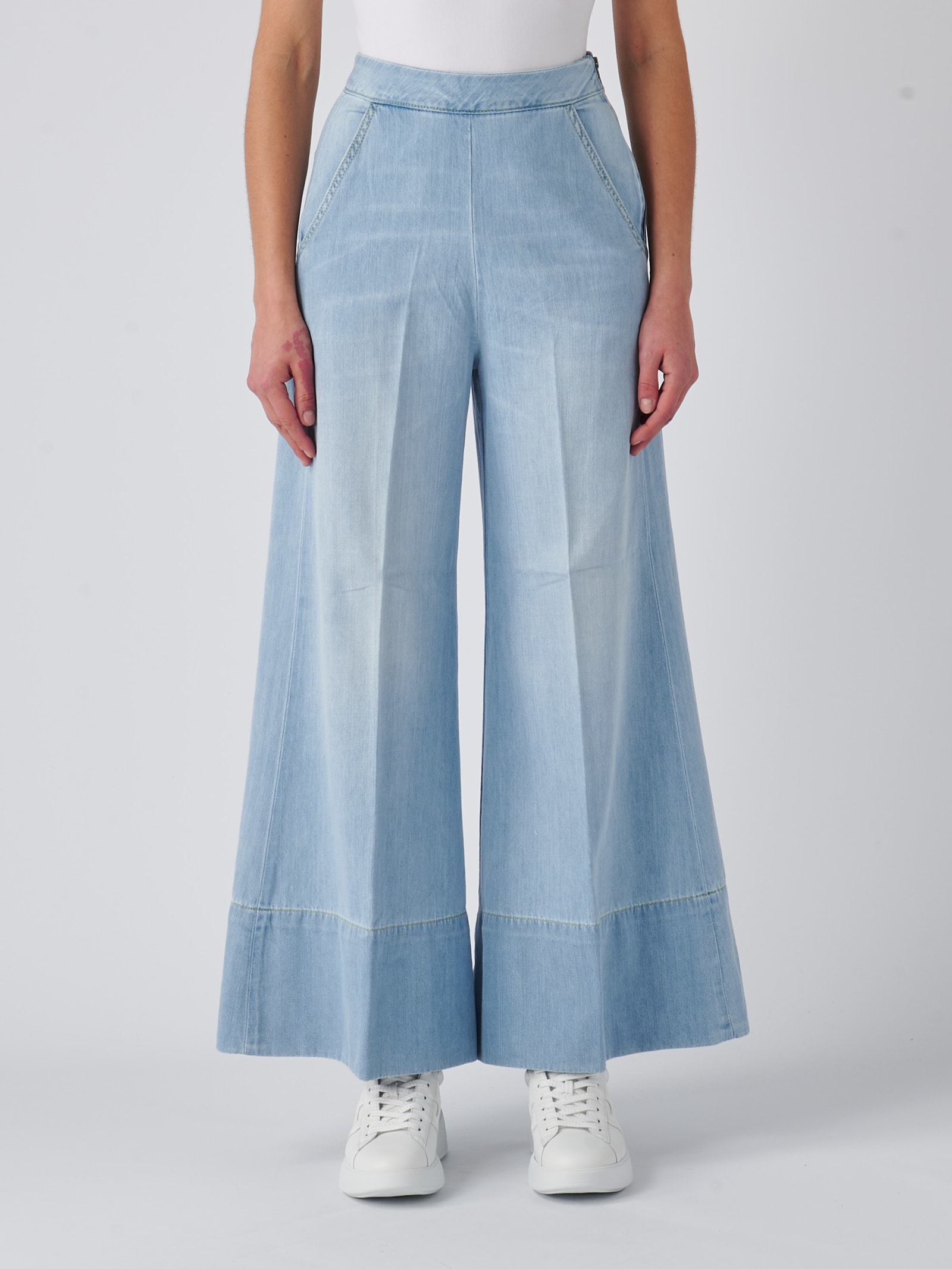 PINKO PAOLINA PANTALONE LIGHT DENIM TROUSERS