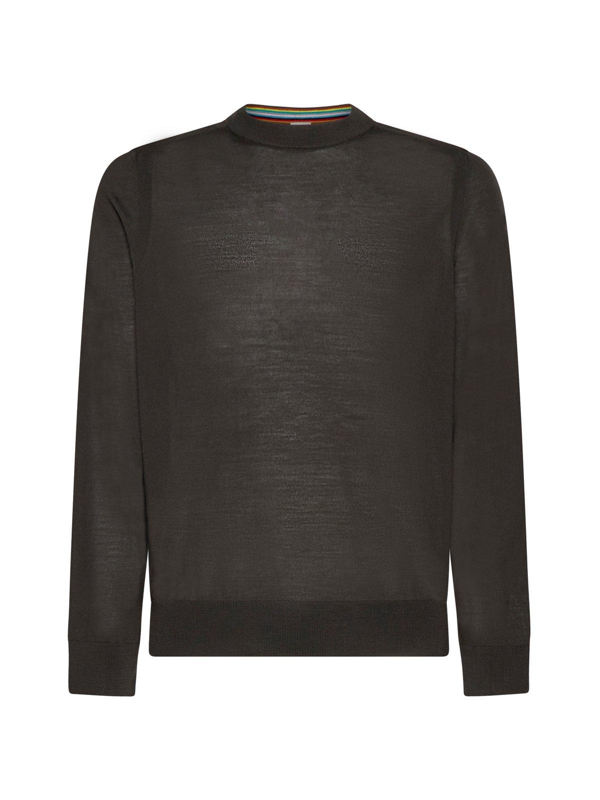 Shop Paul Smith Logo Embroidered Knitted Jumper In Green