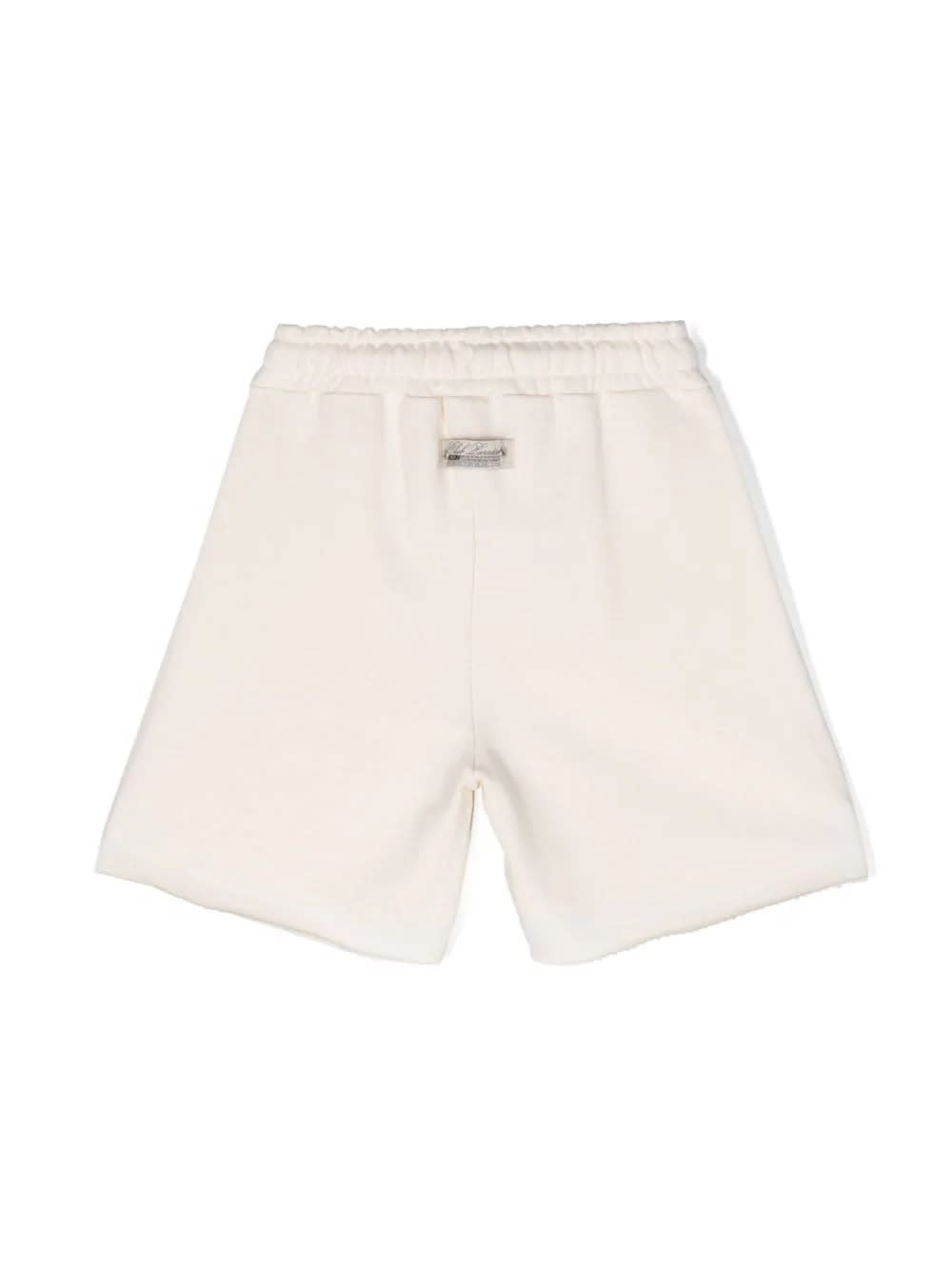 Shop Msgm Cream Shorts With Logo And Drawstring In White