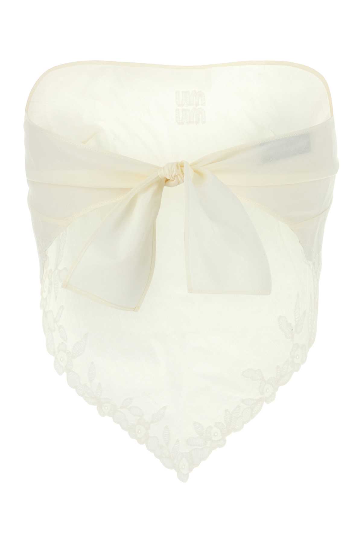 Miu Miu White Linen Blend Top In White