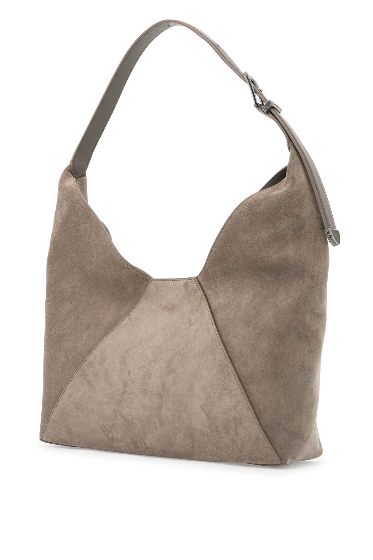 Shop Brunello Cucinelli Bc Duo Suede Leather Hobo Bag With In Ossido