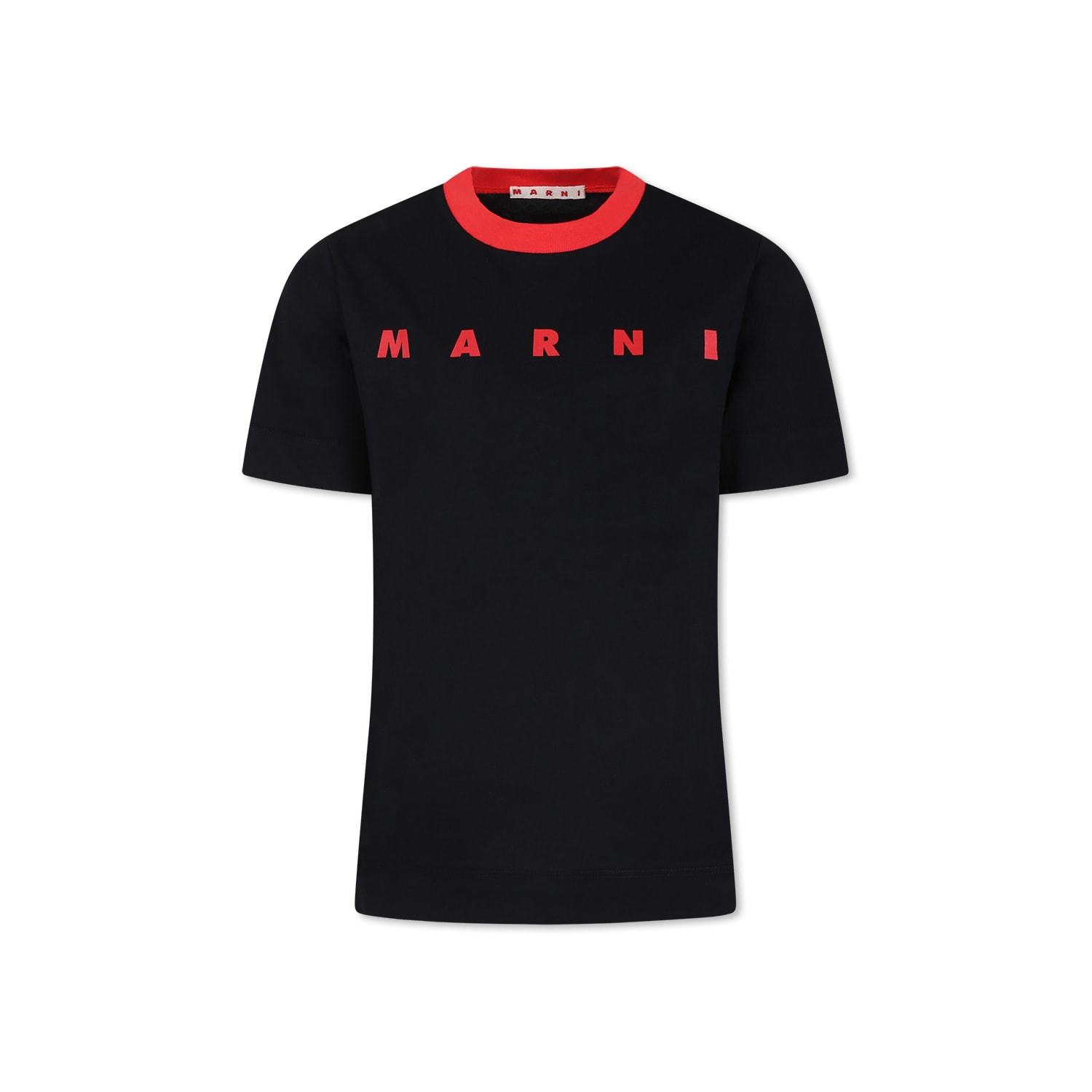 Marni Pink T-shirt For Kids With Logo In Black