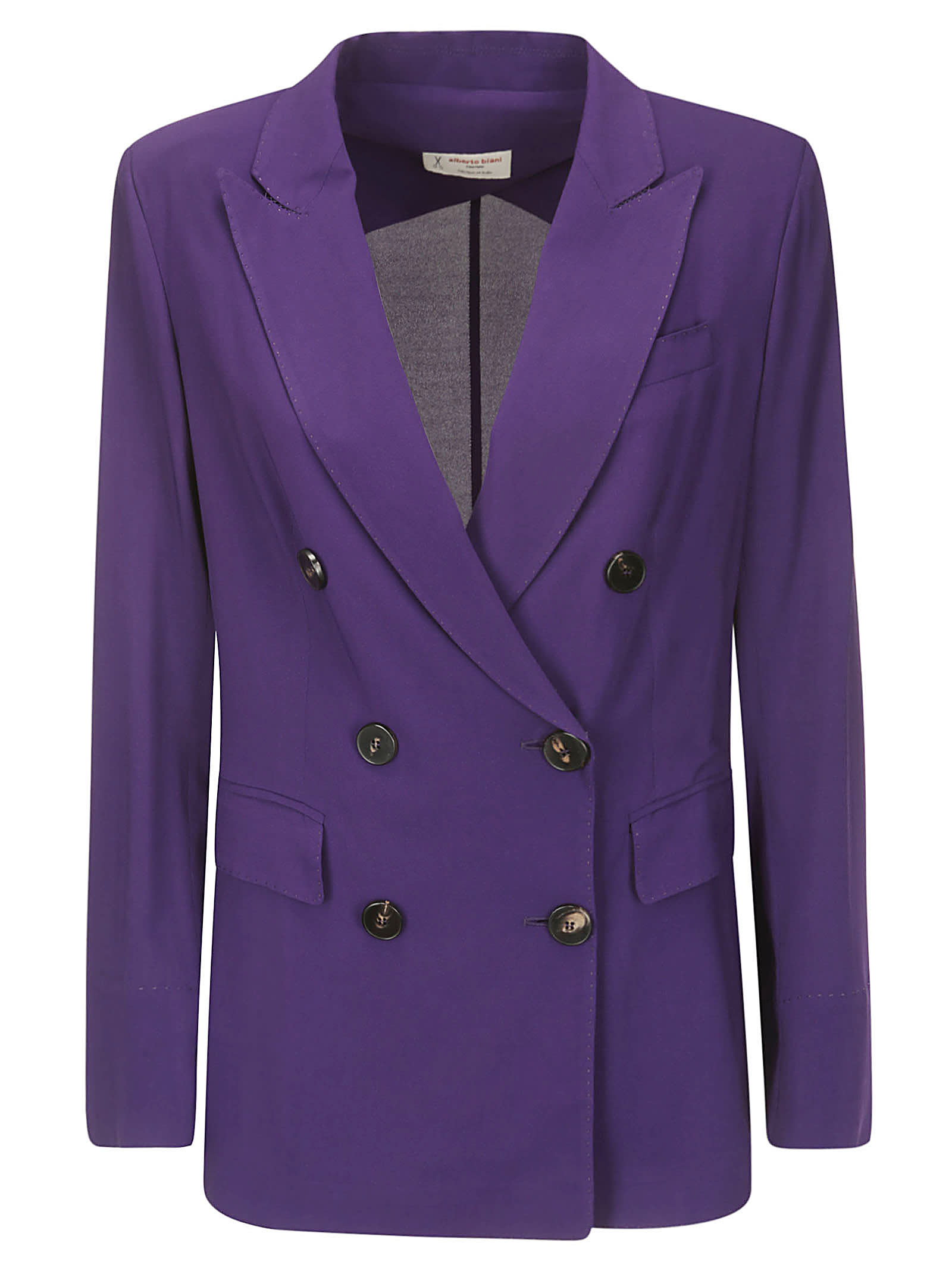 Shop Alberto Biani Georgette Double-breasted Jacket In Purple