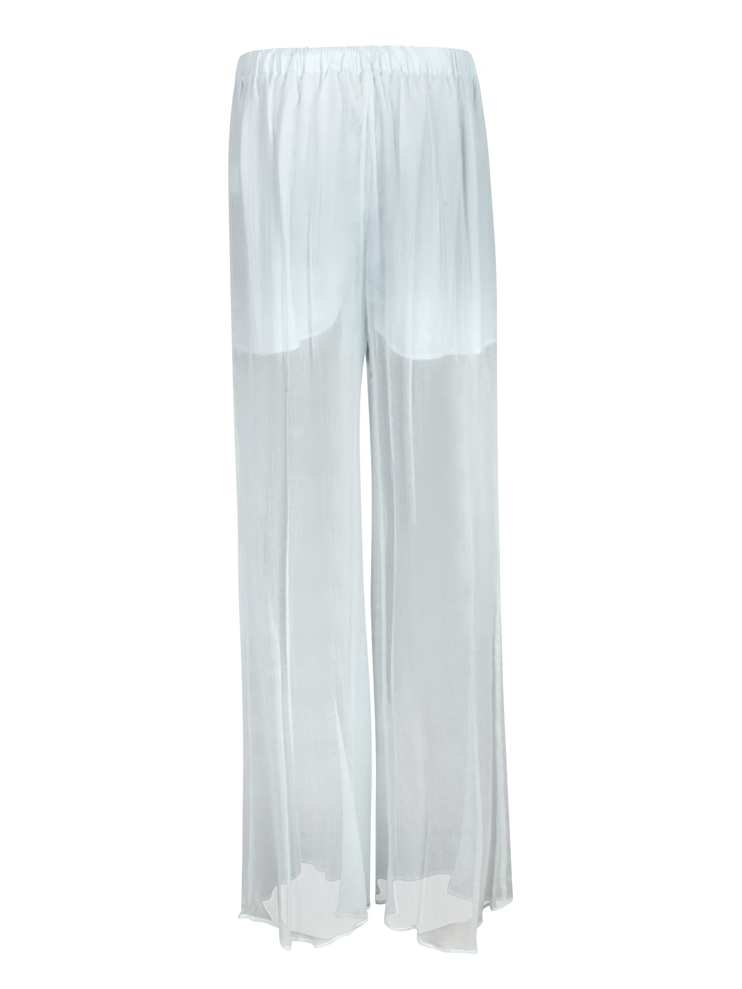 Amen Light Blue Silk Chiffon Pants In Blue