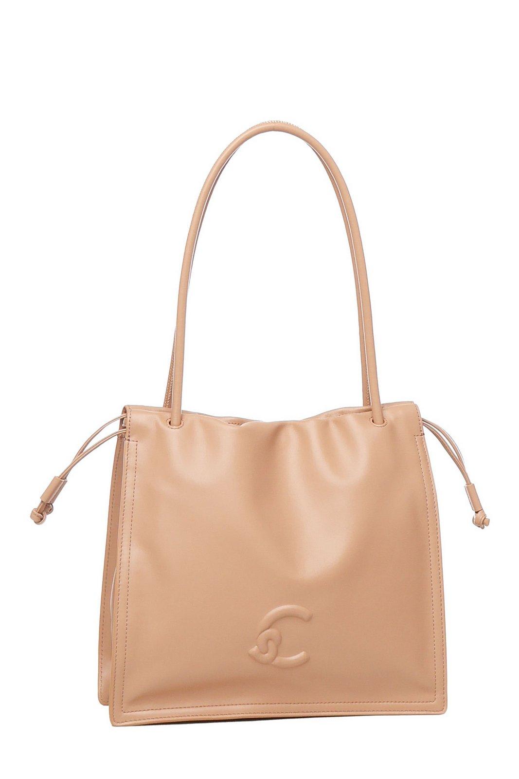COCCINELLE LOGO EMBOSSED DRAWSTRING TOTE BAG