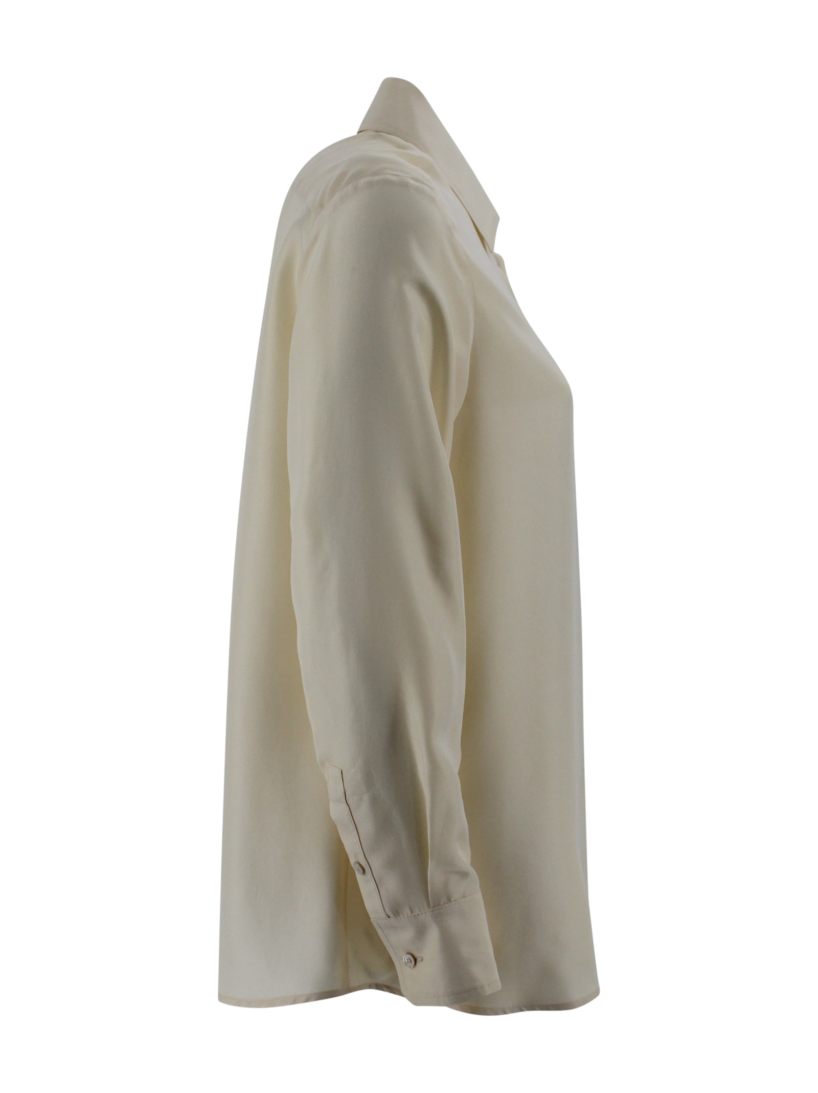 Weekend Max Mara Washed Silk Shirt-ecru In Multi