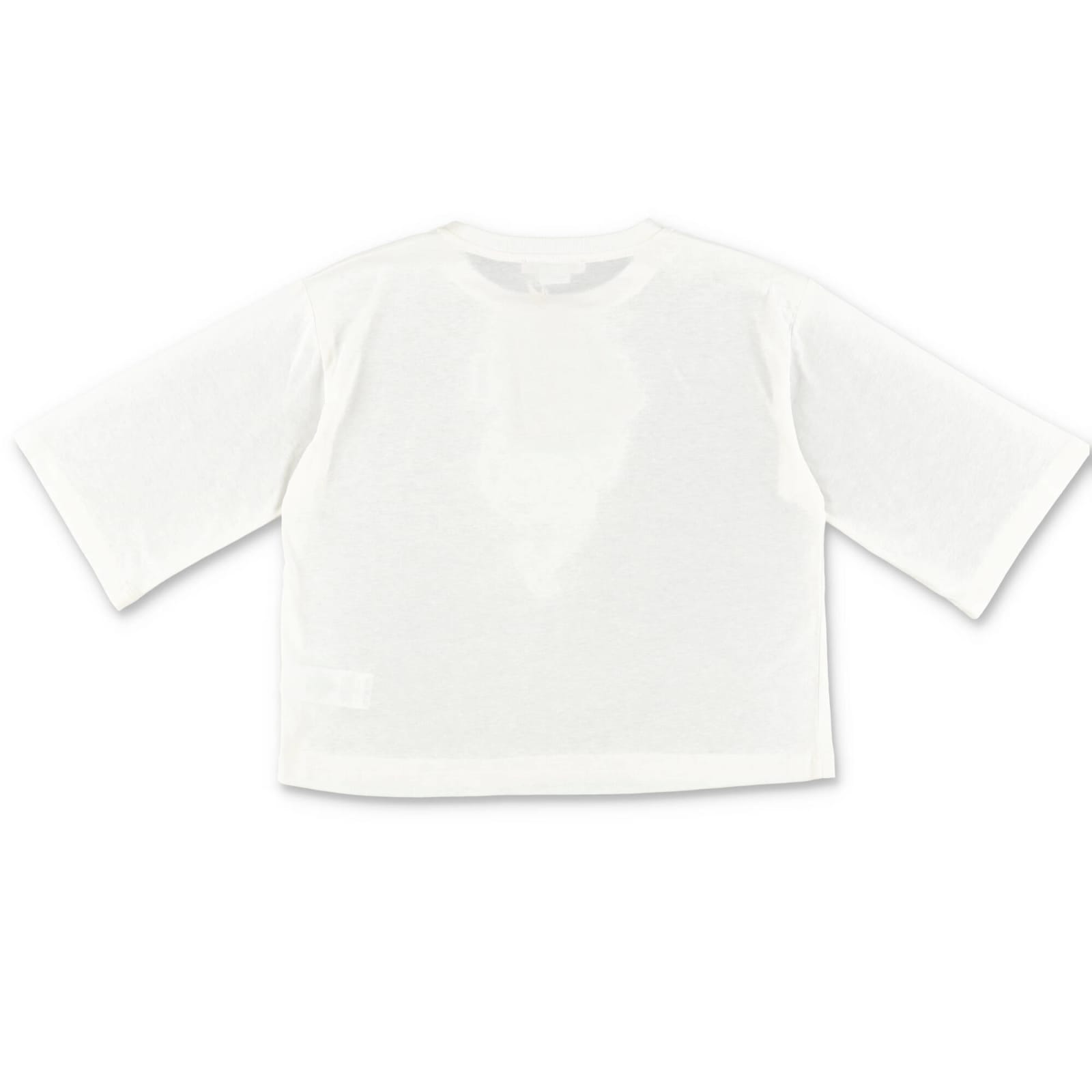 Emilio Pucci Teen Girls Ivory Pesci Logo T-shirt In Bianco