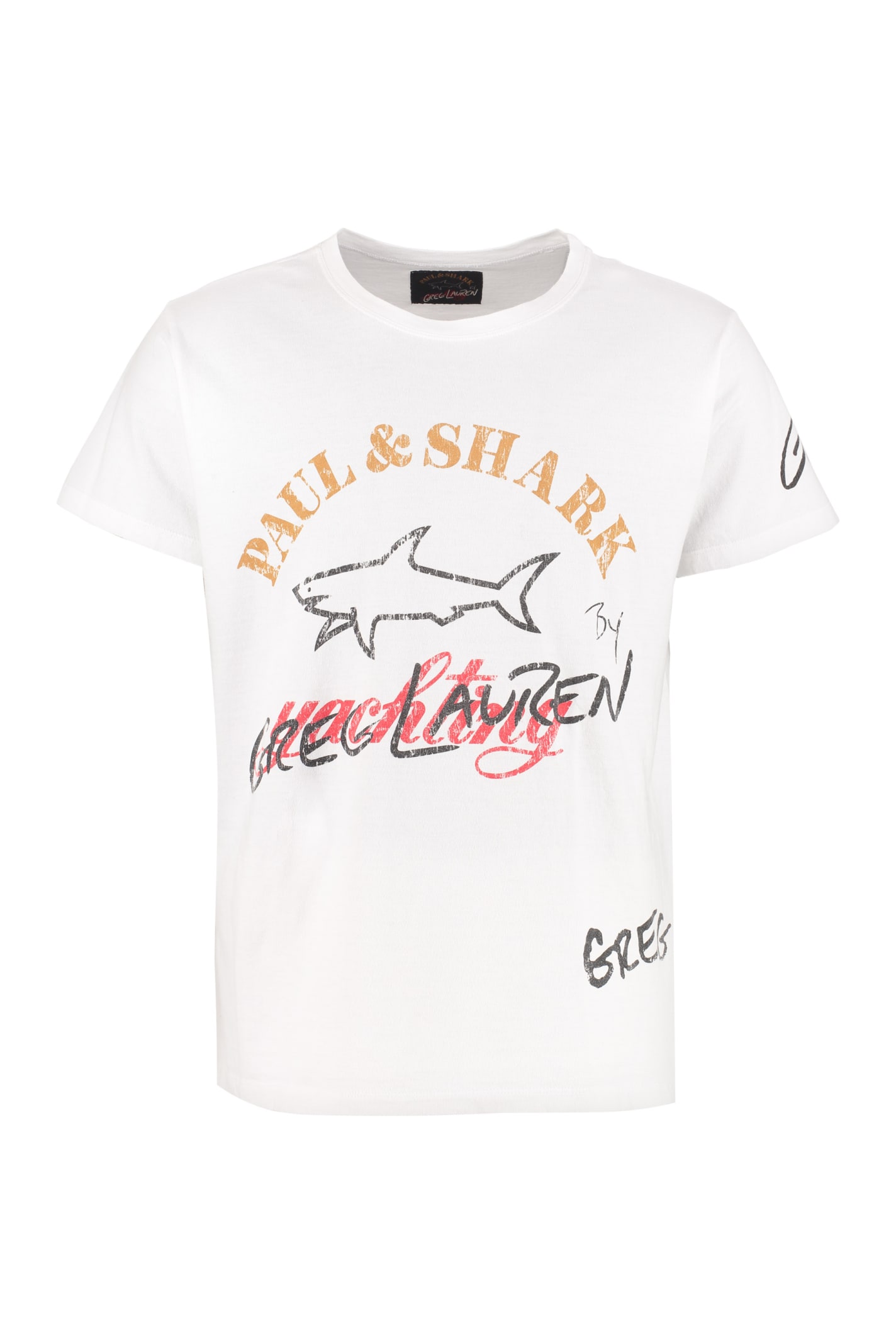 Shop Paul&amp;shark Printed Cotton T-shirt In White