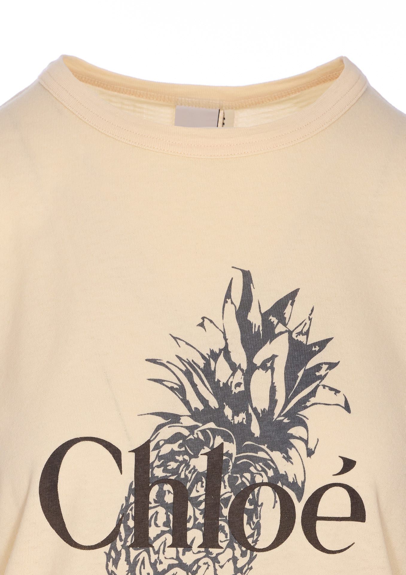 Chloé Pink Crewneck T-shirt With Maxi Logo Print On The Front In Cotton Woman