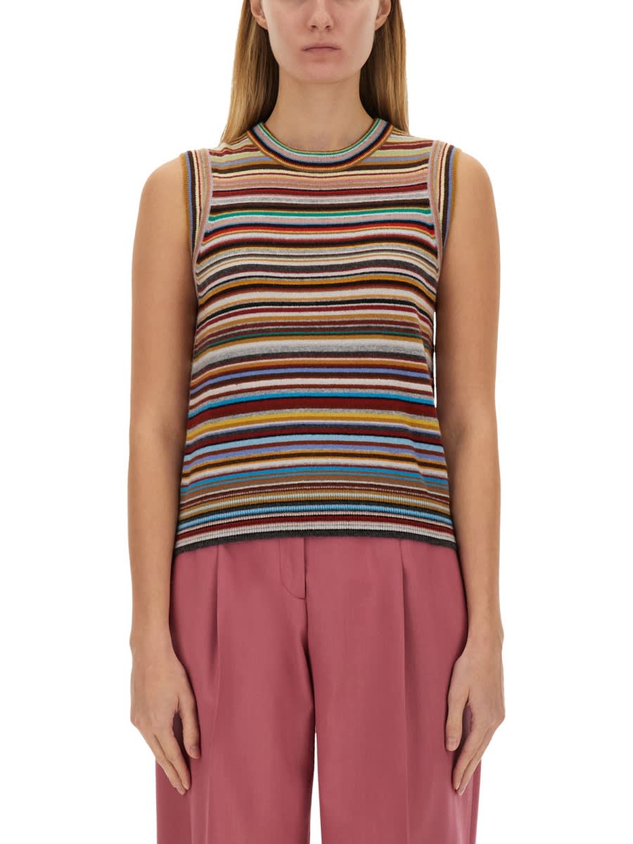 Shop Paul Smith Cashmere Vest In Multicolour