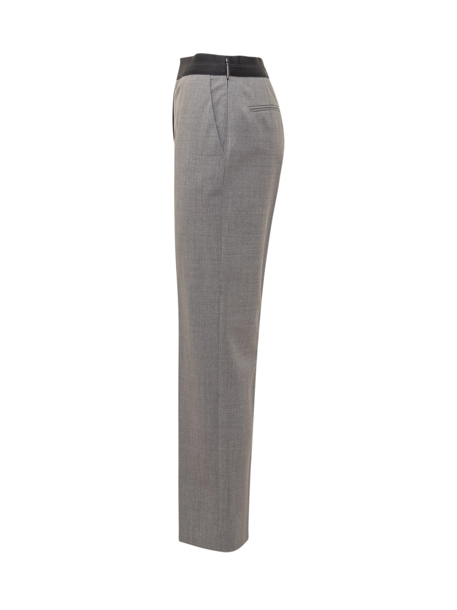 Shop Msgm Pants In Grey Melange