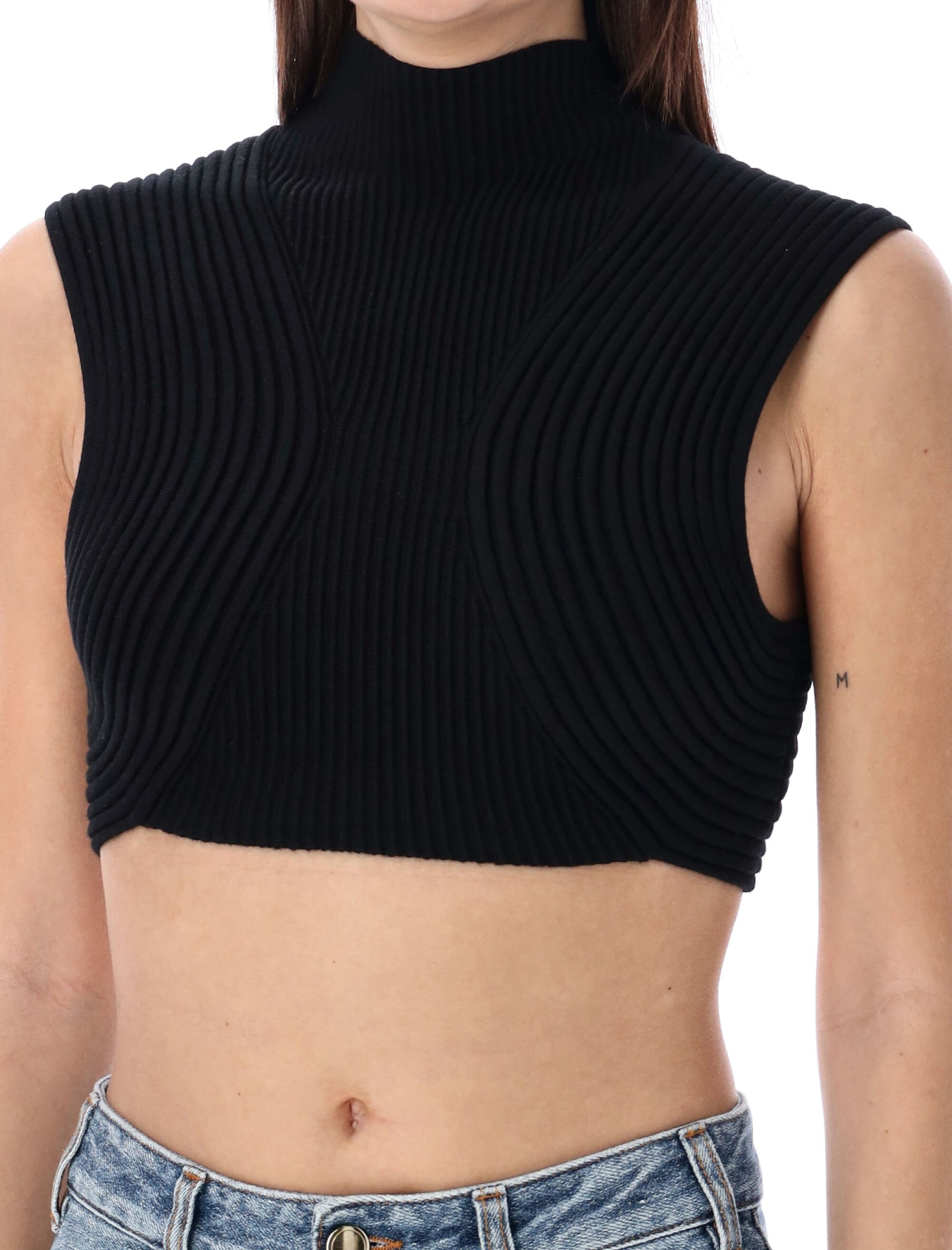 Shop Chloé High Neck Cropped Top In Black