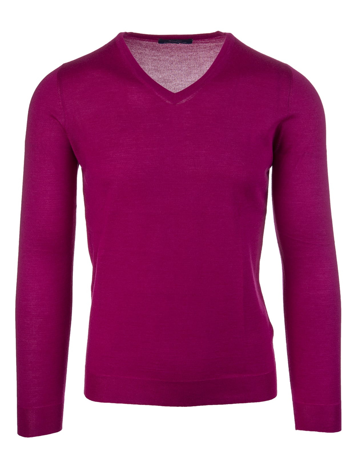 FEDELI FEDELI MAN V-NECK PULLOVER IN PURPLE SILK AND CASHMERE