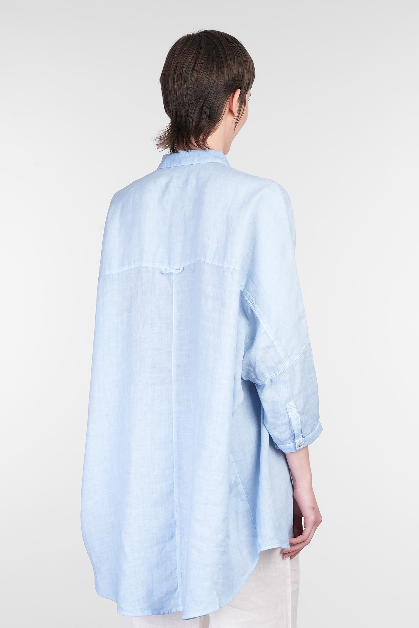 Shop 120% Lino Shirt In Cyan Linen
