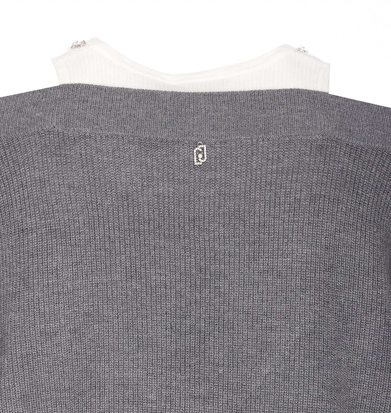 Liu •jo V-neck Knitted Dress In Gray