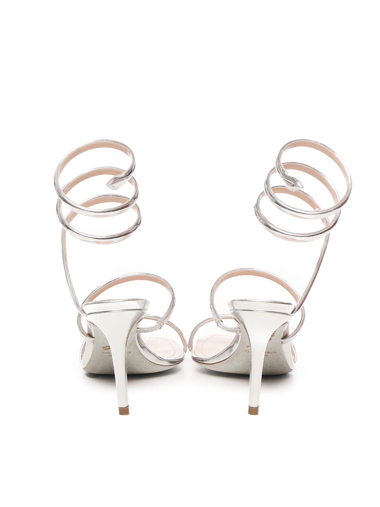 René Caovilla Cleo Wraparound Sandals In Silver