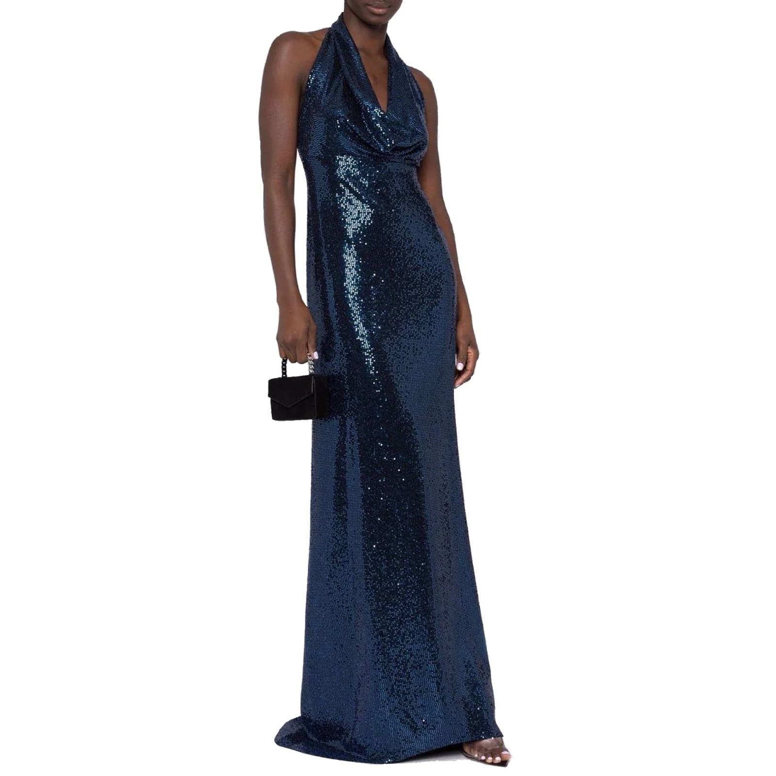 Shop Blanca Vita Sequin-embellished Long Dress In Blue