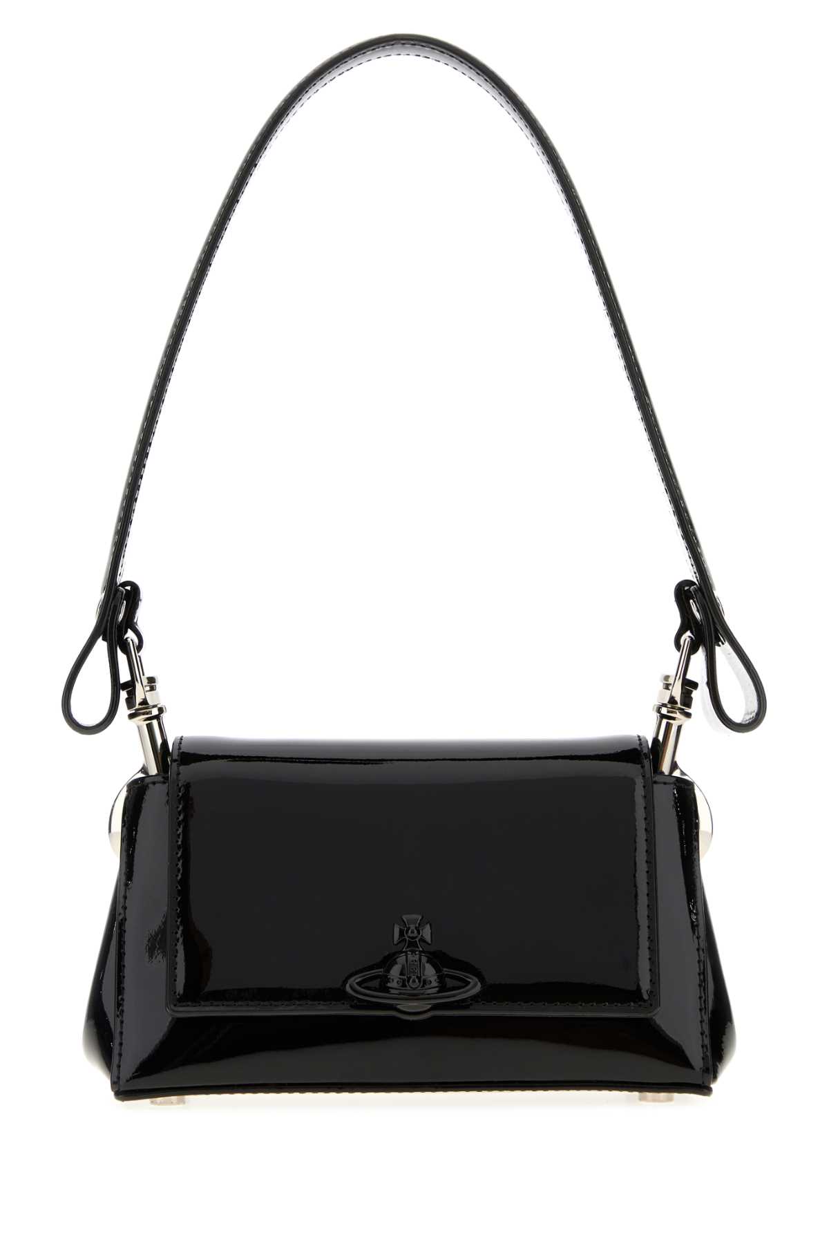 Vivienne Westwood Black Leather Small Hazel Shoulder Bag In Black