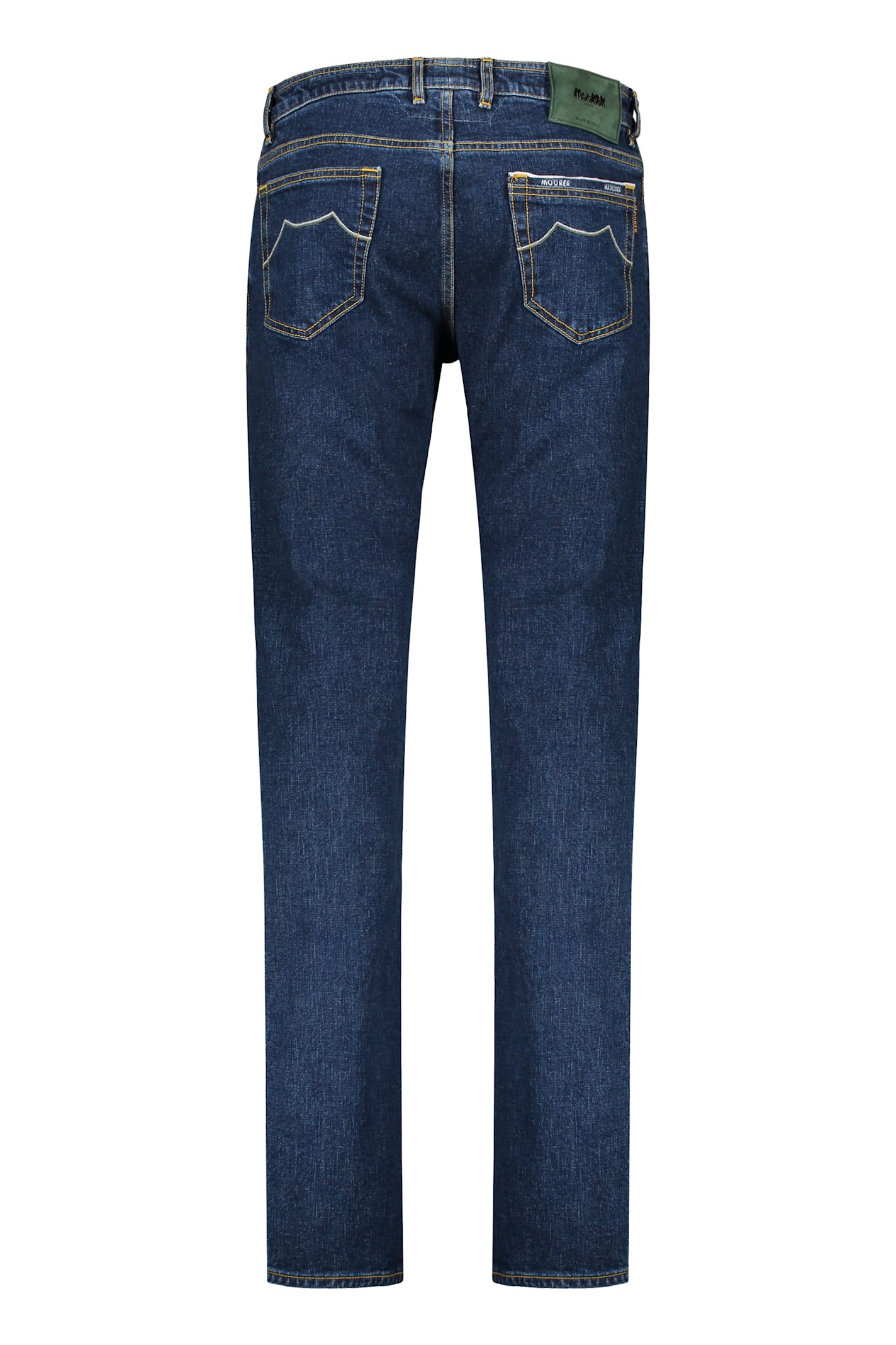 Moorer Dark Blue Straight Jeans In Denim Quality In Blue