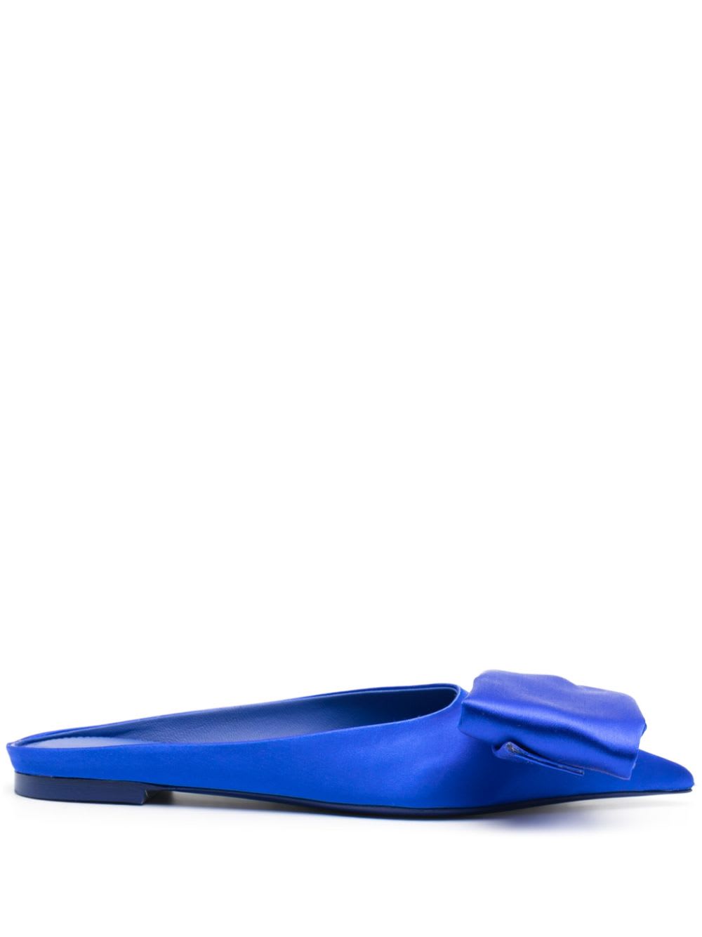 Ferragamo Satin Mules With Single Maxi Bow In Blue