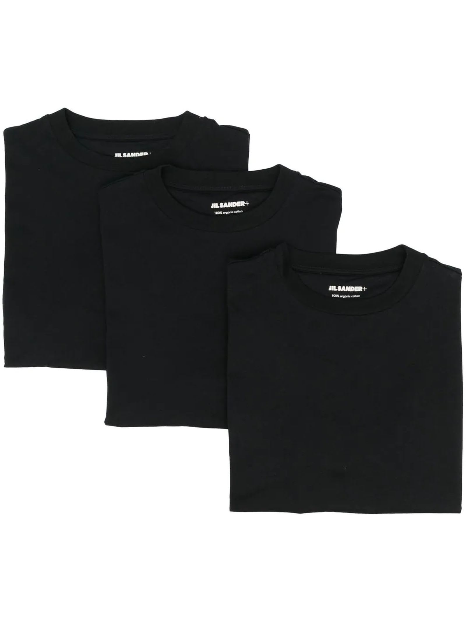 Jil Sander Black Organic Cotton 3-pack T-shirts