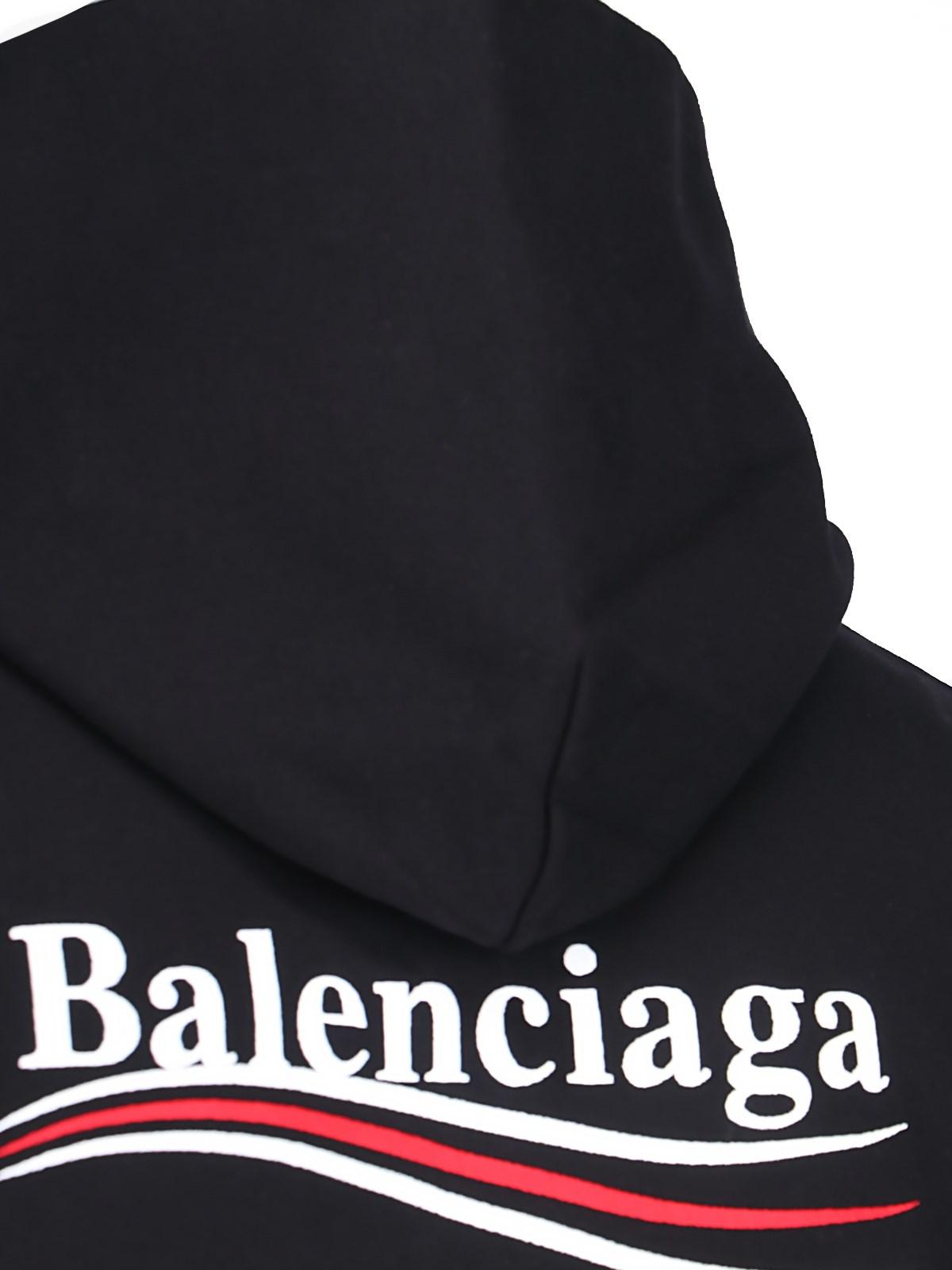 Shop Balenciaga Political Campaign Hoodie In Black White