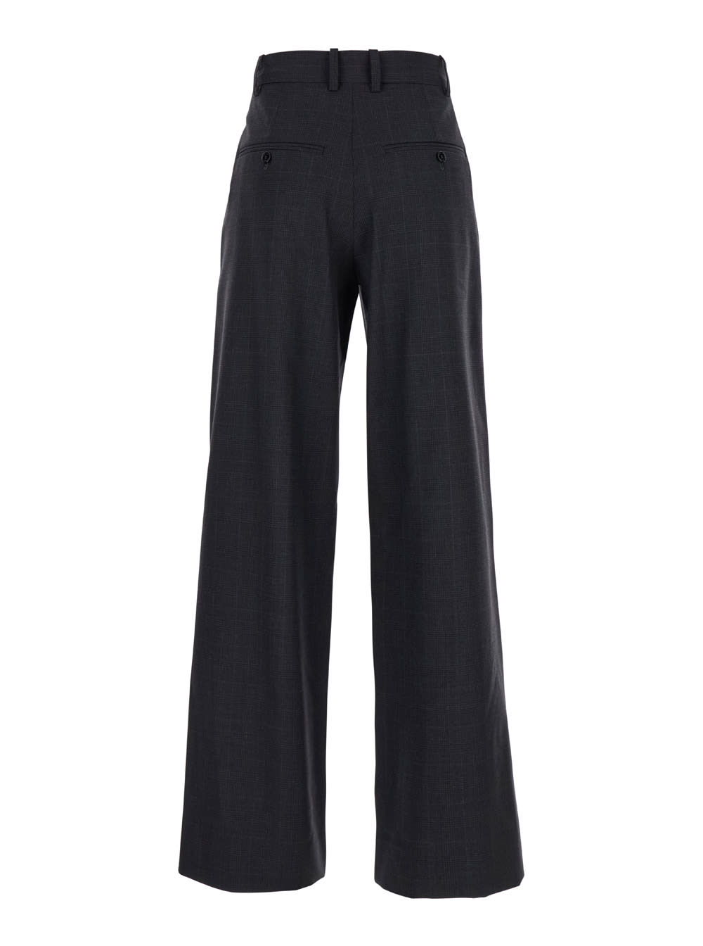 Shop Isabel Marant Romina Grey High Waist Pants With Check Motif In Wool Woman